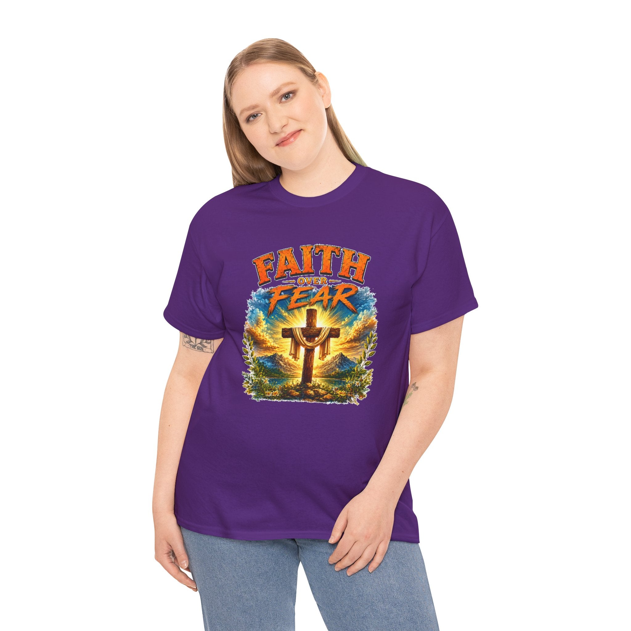 Faith Over Fear Christian T-Shirt | Cross Graphic Tee | Religious Unisex Shirt | Christian Gift