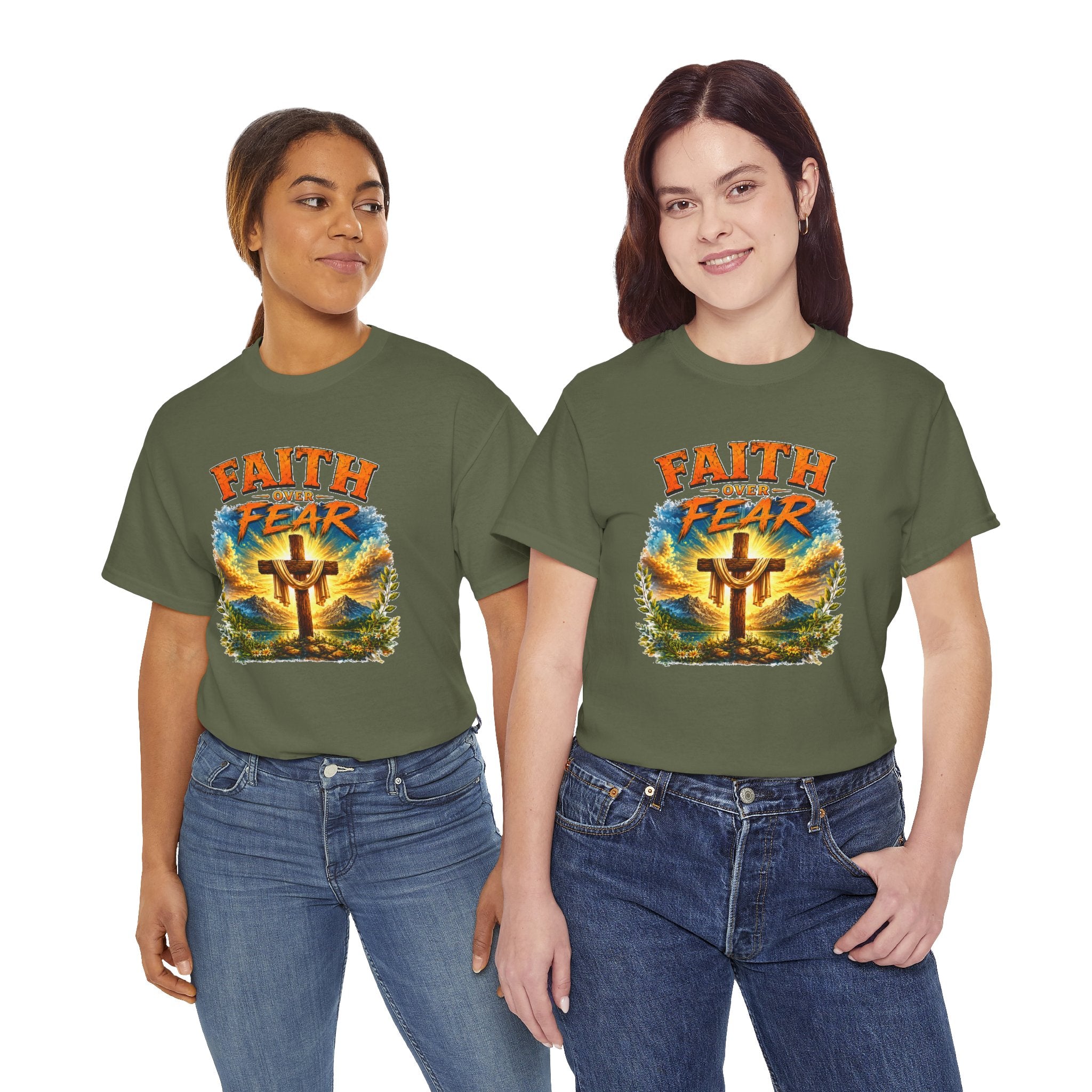 Faith Over Fear Christian T-Shirt | Cross Graphic Tee | Religious Unisex Shirt | Christian Gift
