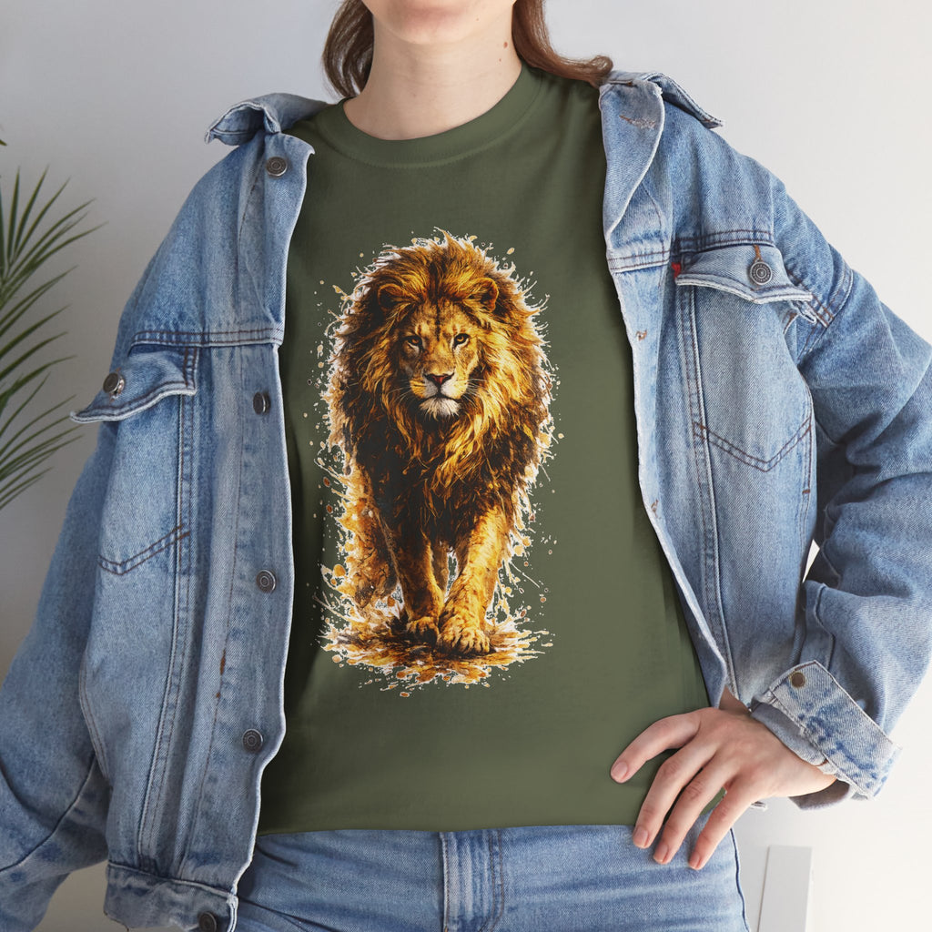 Lion Graphic T-Shirt, Majestic Walking Lion Tee, Watercolor Wildlife Shirt, Unisex Animal Graphic Tee, Lion Lover Gift, Nature Art Shirt