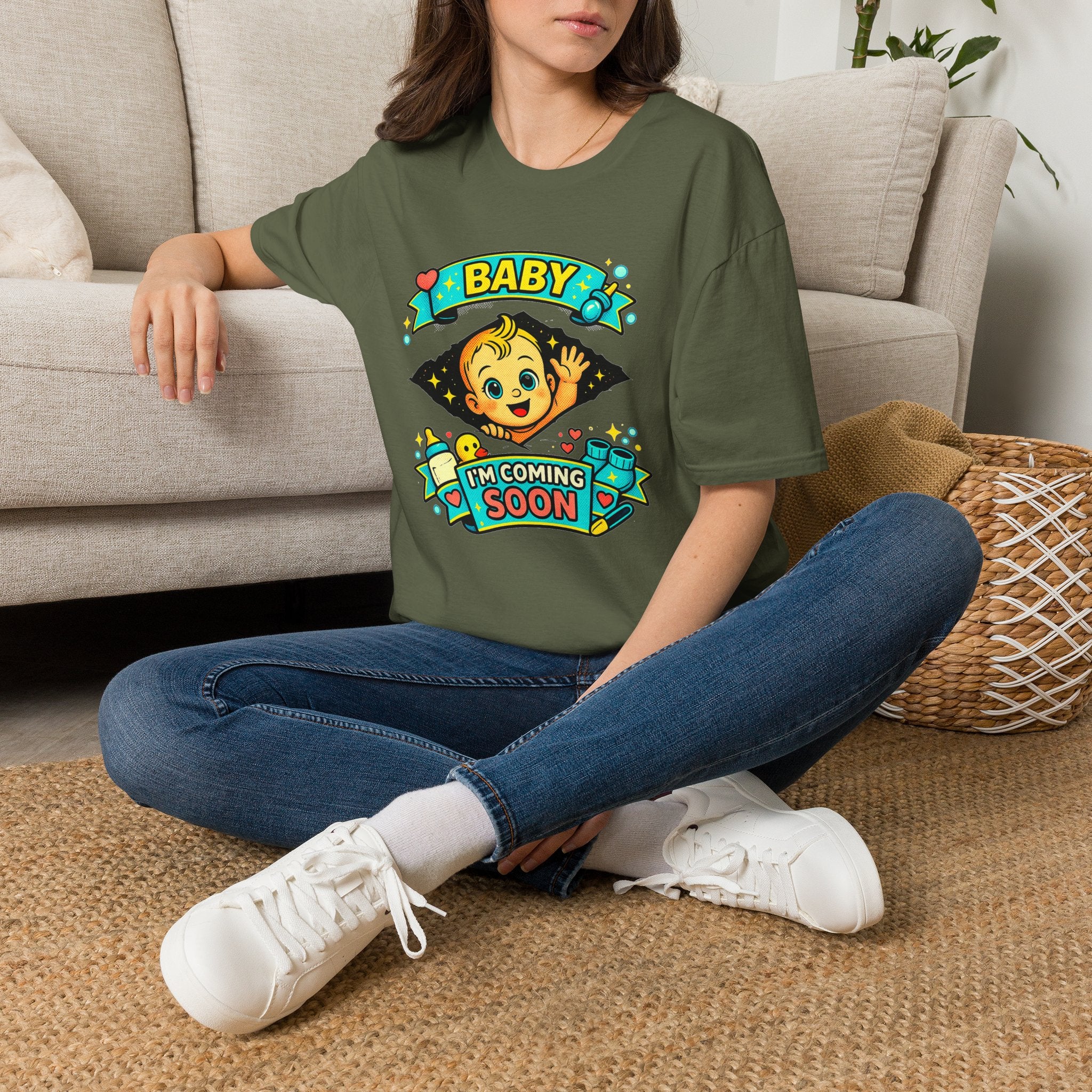 Baby On the Way T-Shirt — "Baby I'm Coming Soon" Pregnancy Announcement Tee