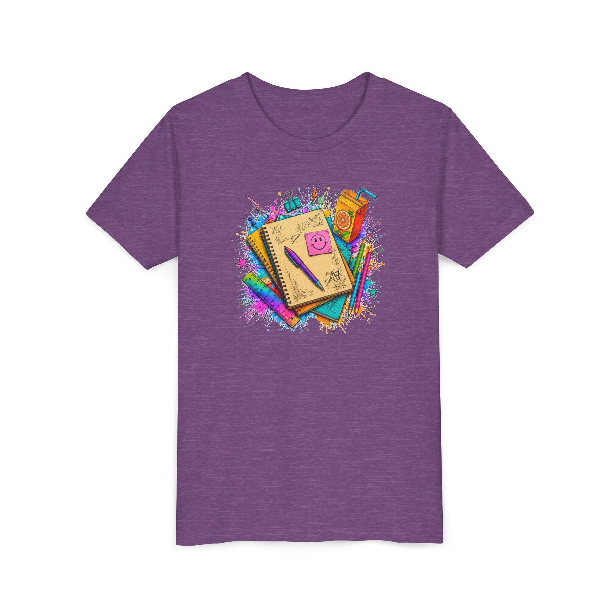 Kids Back to School T‑Shirt — Colorful Notebooks & Pencil Design