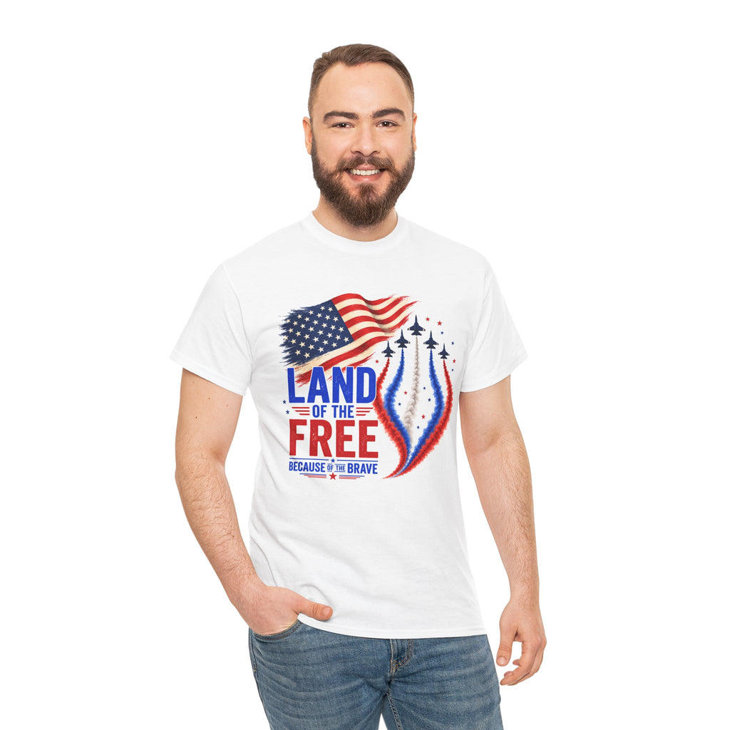 Land of the Free Because of the Brave Shirt, Patriotic 4th of July T-Shirt, USA Flag Tee, American Pride Shirt, Independence Day Gift