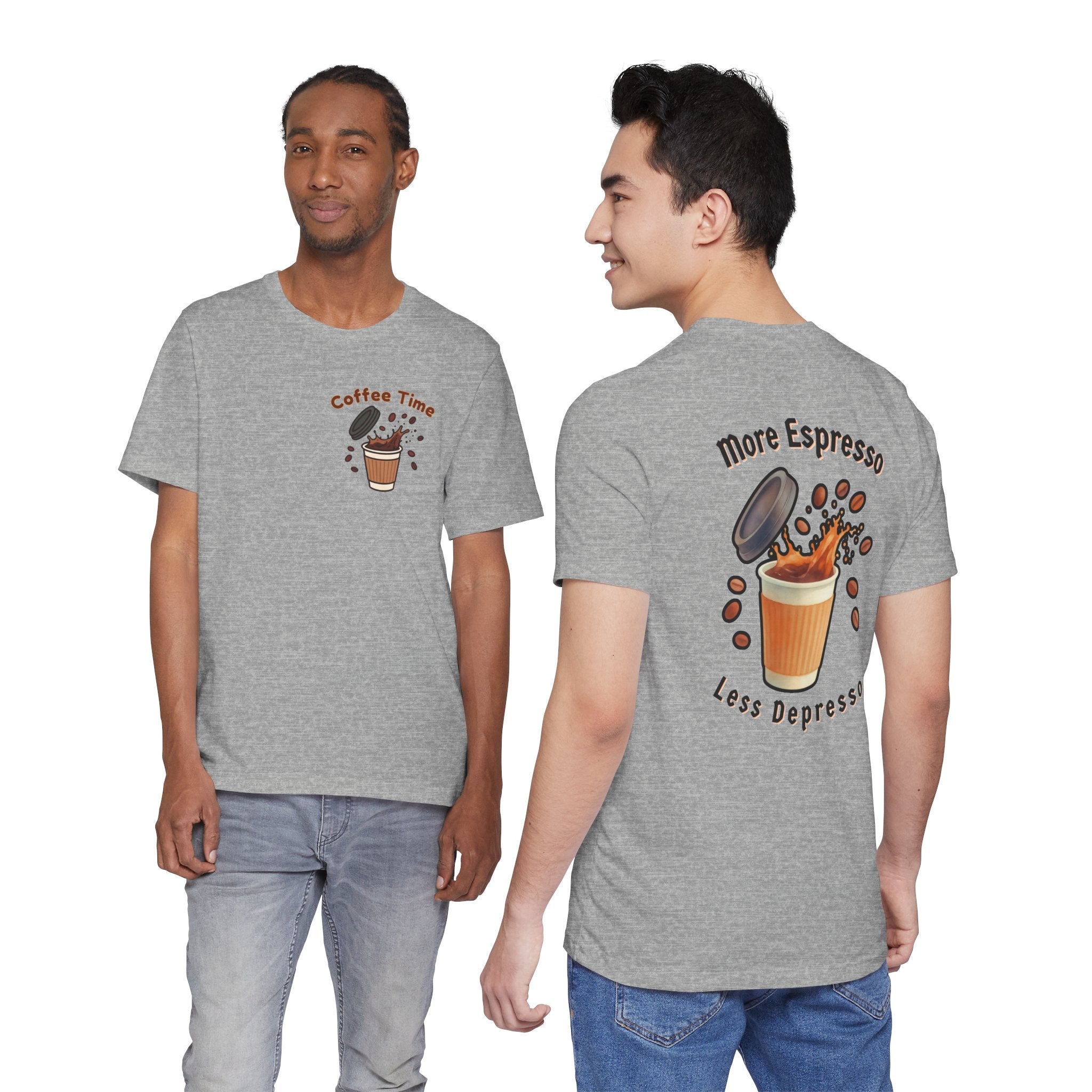 Coffee Time Tee — "More Espresso Less Depresso" Graphic T-Shirt