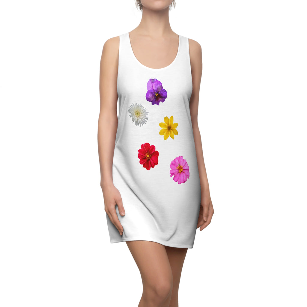 Floral Dot Racerback Dress  Colorful Flower Print Sundress