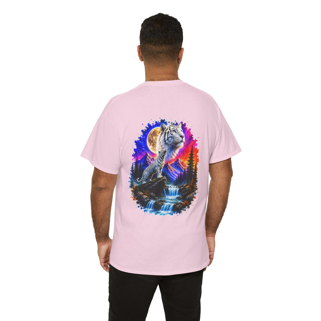 White Tiger Moon T-Shirt | Colorful Wildlife Graphic Tee | Big Cat Lover Gift | Unisex Nature Shirt