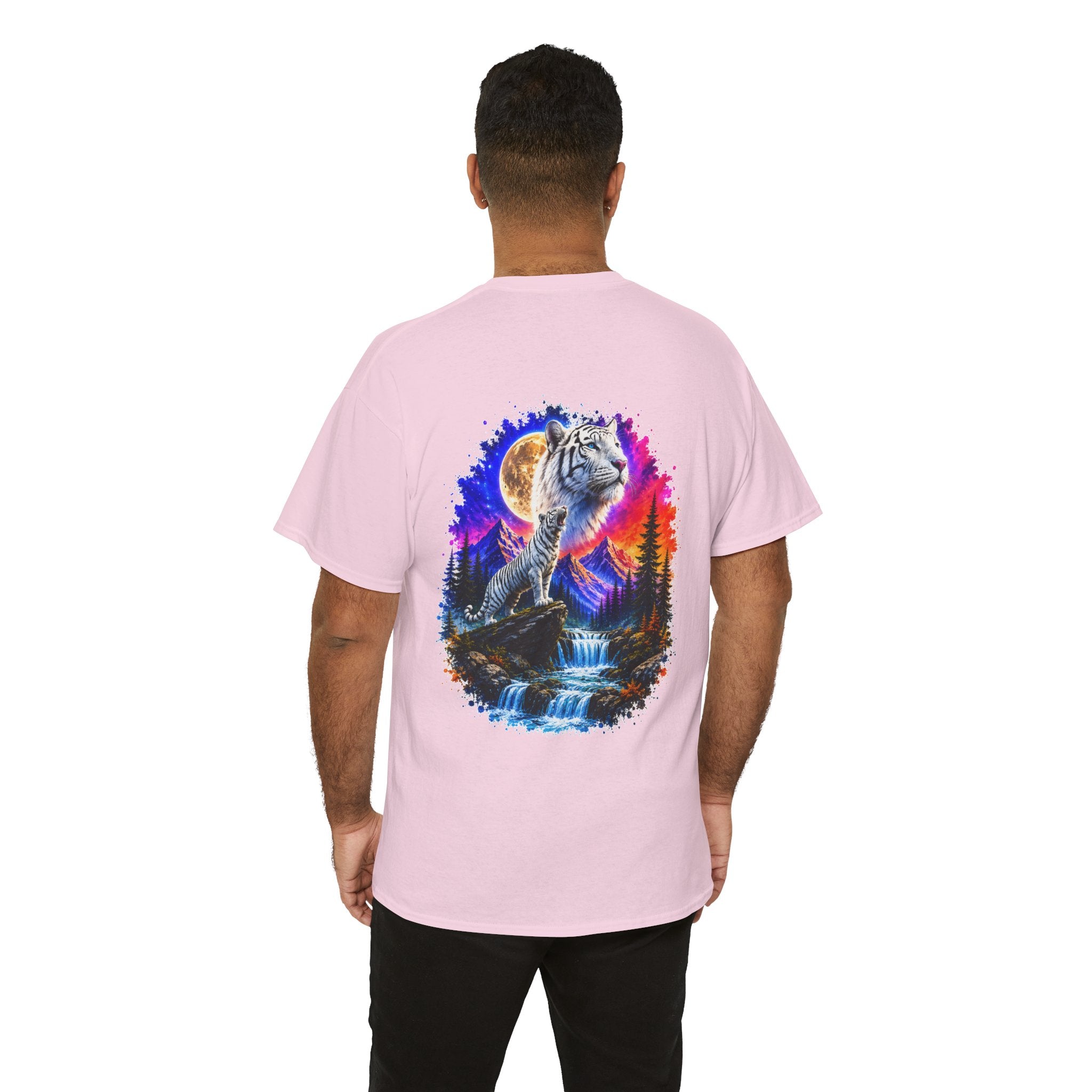 White Tiger Moon T-Shirt | Colorful Wildlife Graphic Tee | Big Cat Lover Gift | Unisex Nature Shirt