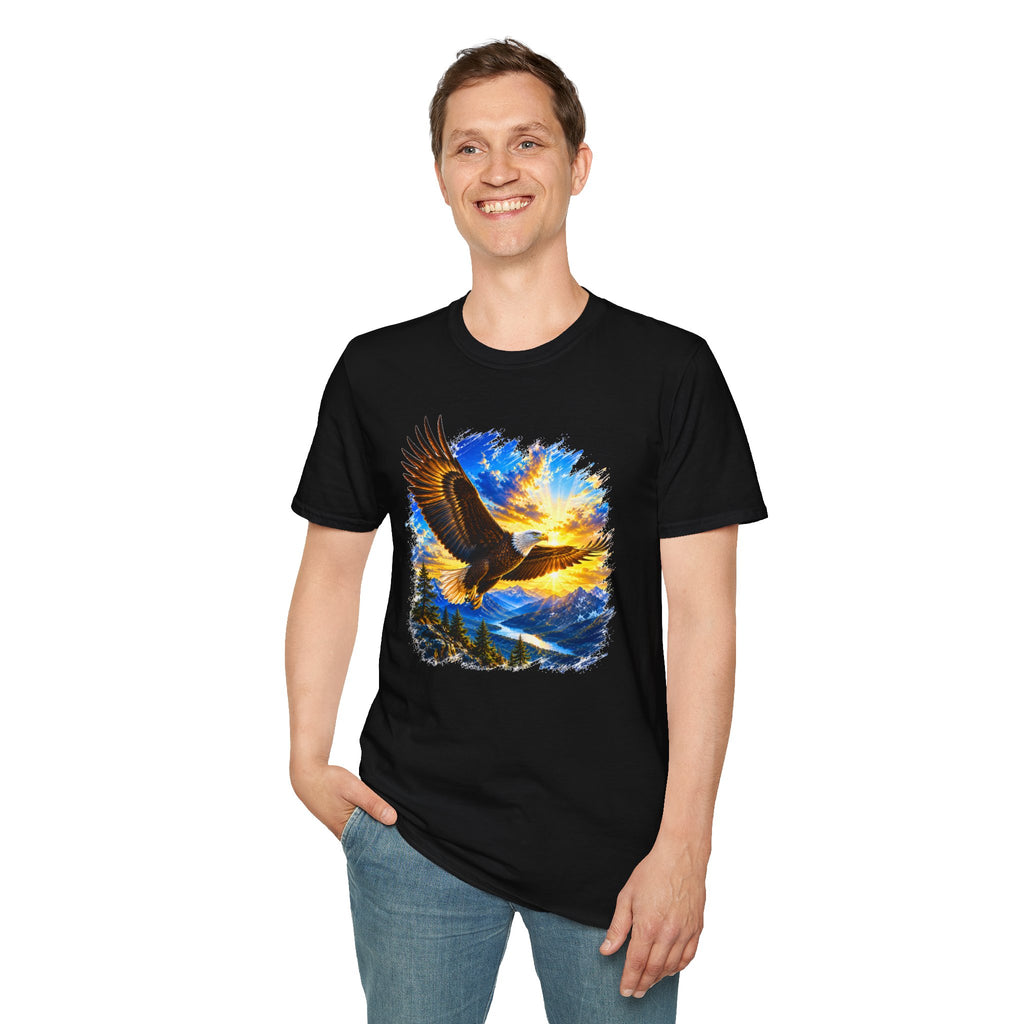 Majestic Eagle Sunset T-Shirt | Freedom Eagle Graphic Tee | Nature Wildlife Shirt | Mountain Sunset Unisex Tee | Outdoor Adventure Gift