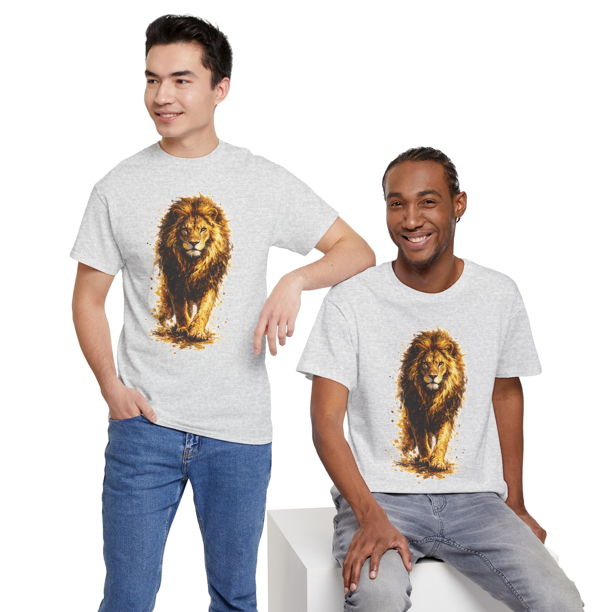 Lion Graphic T-Shirt, Majestic Walking Lion Tee, Watercolor Wildlife Shirt, Unisex Animal Graphic Tee, Lion Lover Gift, Nature Art Shirt