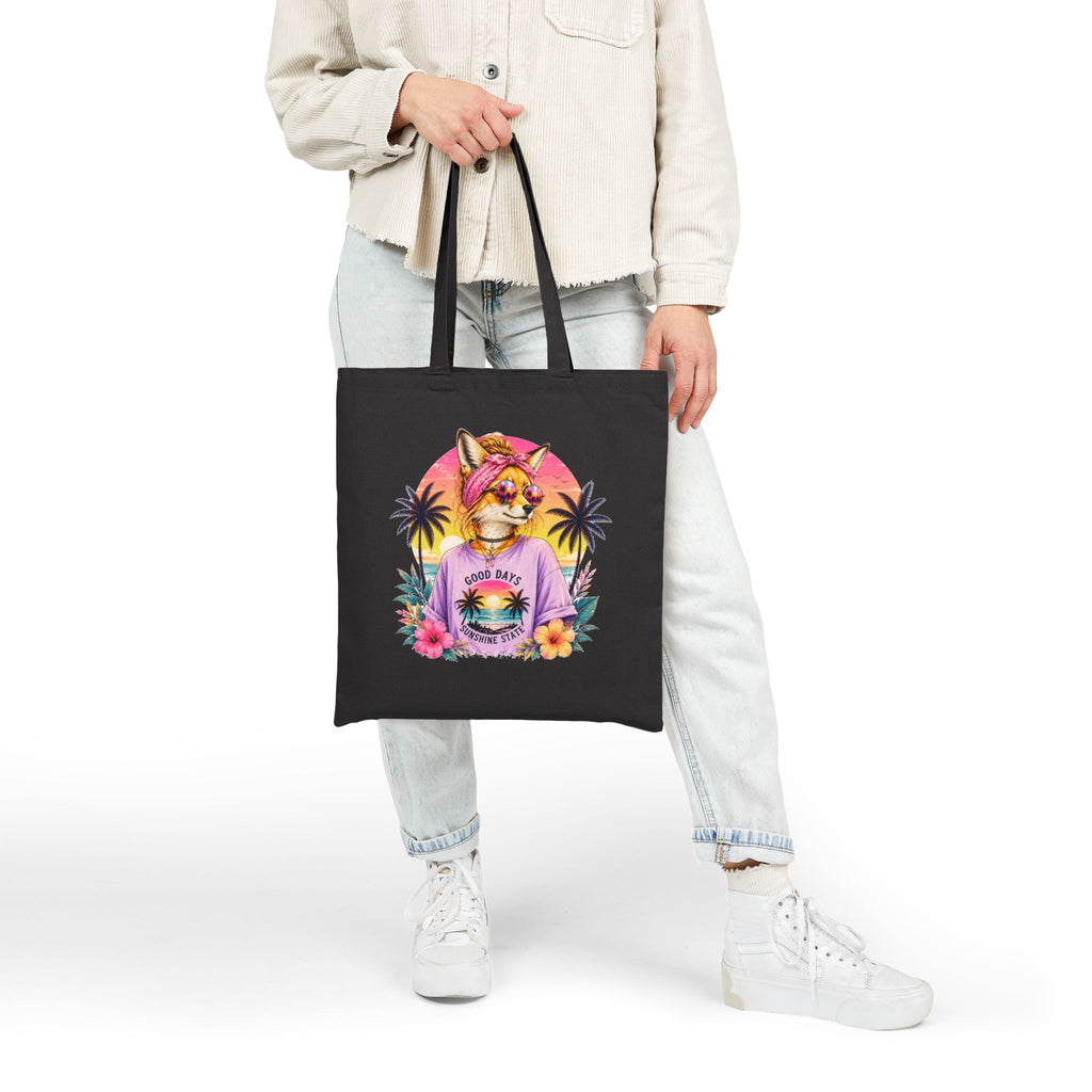 Tote Bag — Retro Tropical Corgi 'Good Days' Canvas Tote