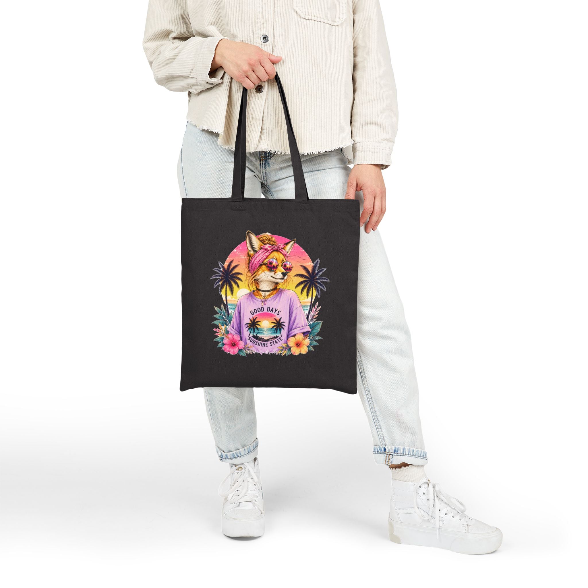 Tote Bag — Retro Tropical Corgi 'Good Days' Canvas Tote