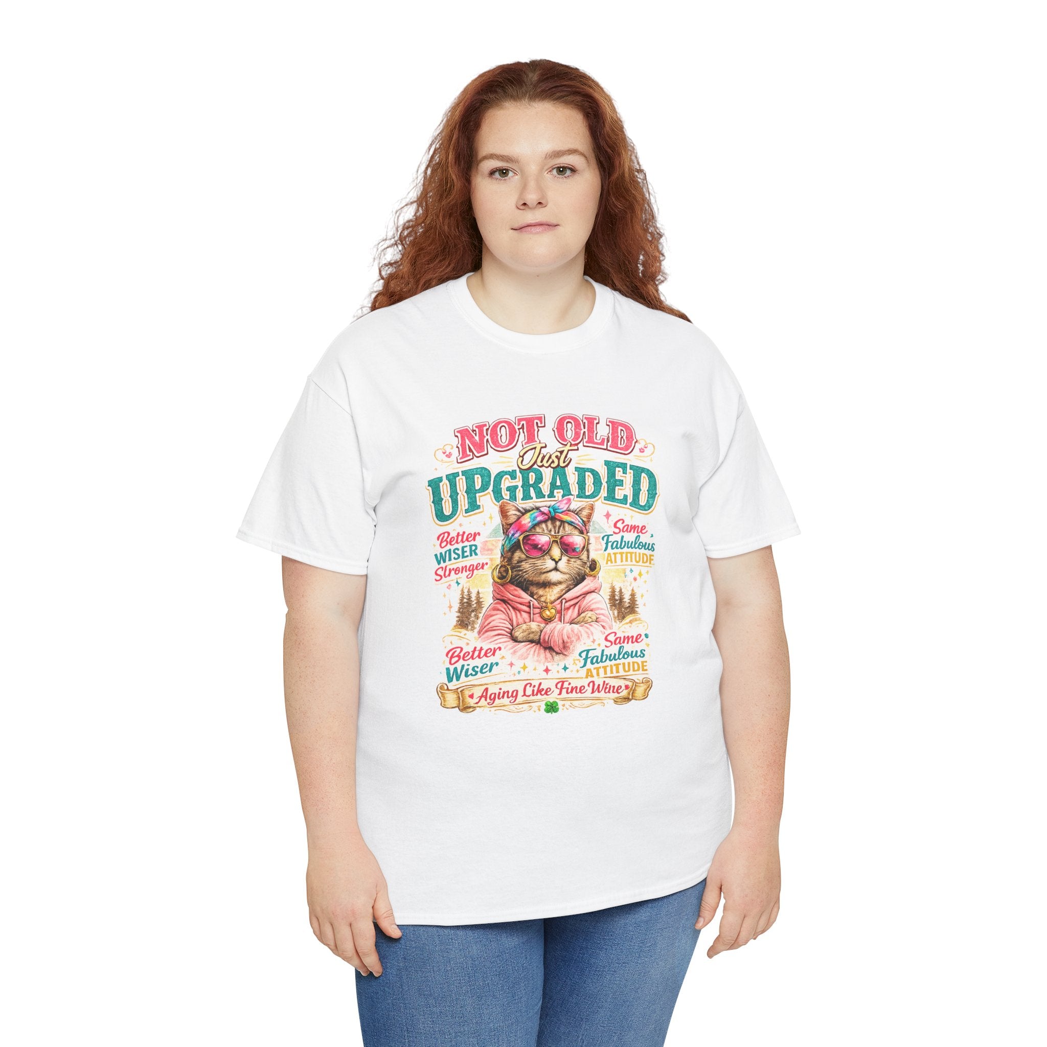 Not Old Just Upgraded Cat T-Shirt | Funny Cat Lover Tee | Vintage Birthday Shirt | Cute Kitty Graphic Tee | Gift for Cat Mom | Cat Lover Gift