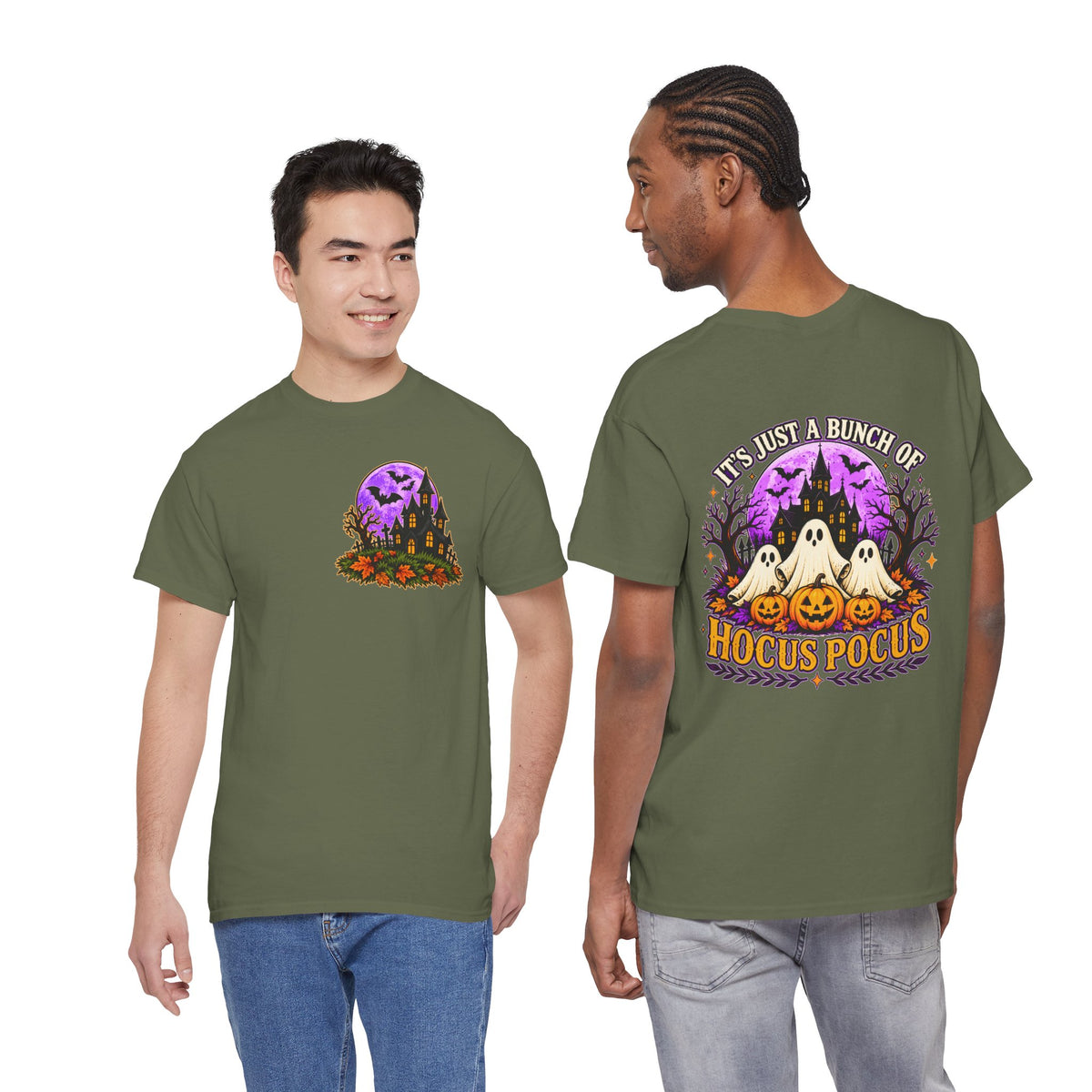 Hocus Pocus Halloween Shirt | Ghost & Pumpkin Front Back Tee