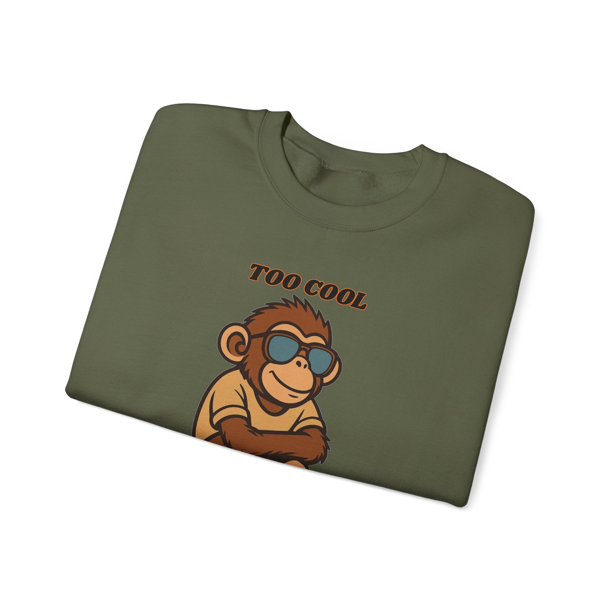 Too Cool Too Care Monkey Sweatshirt — Cute Sunglasses Ape Crewneck