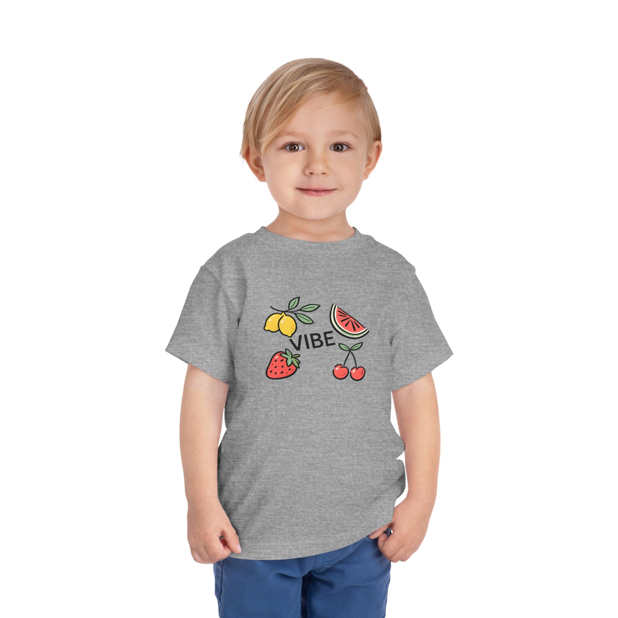 Kids Fruit Shirt Vibe Tee Toddler Summer T-Shirt Cute Lemon Strawberry Cherry Watermelon Graphic Shirt Unisex Kids Gift