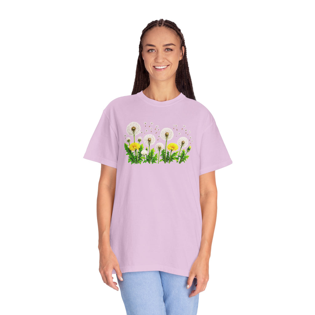 Dandelion Flower Shirt, Wildflower T-Shirt for Women, Botanical Graphic Tee, Spring Garden Shirt, Comfort Colors 1717