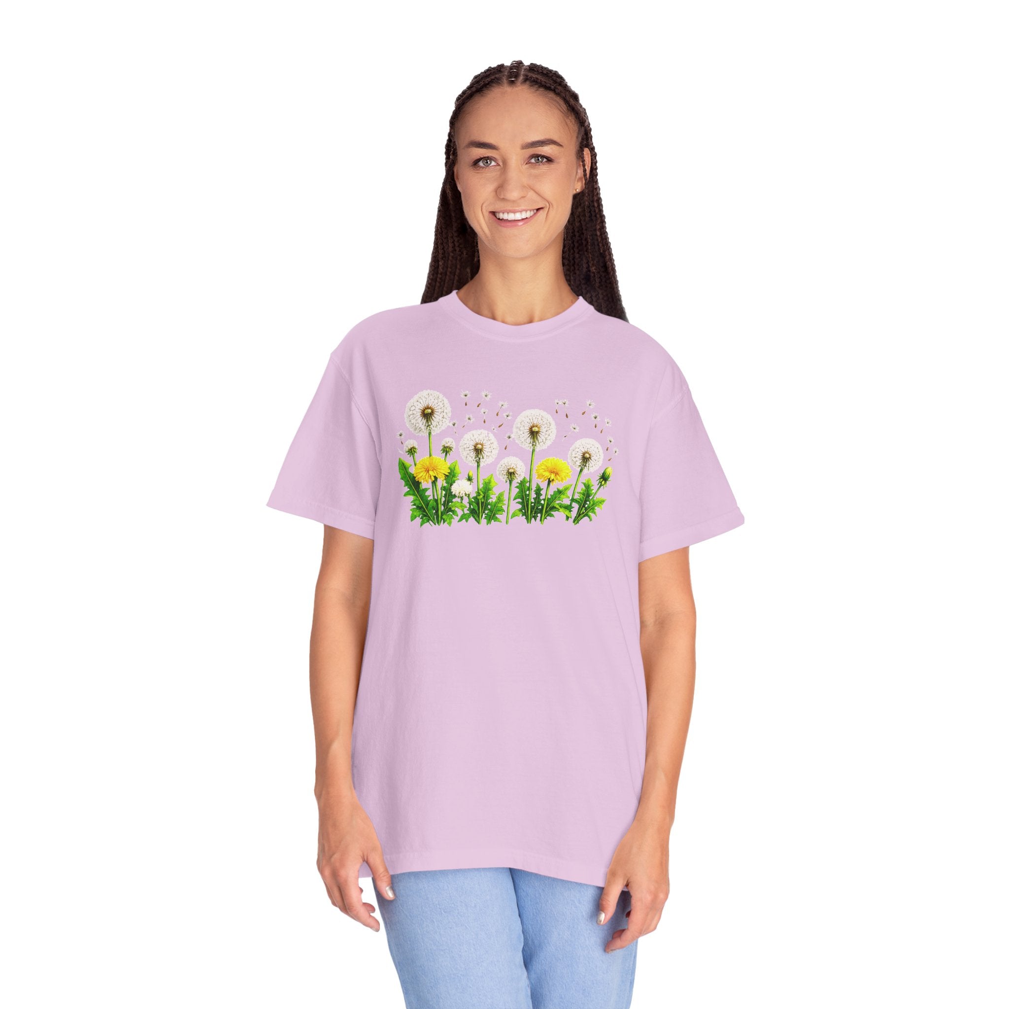 Dandelion Flower Shirt, Wildflower T-Shirt for Women, Botanical Graphic Tee, Spring Garden Shirt, Comfort Colors 1717