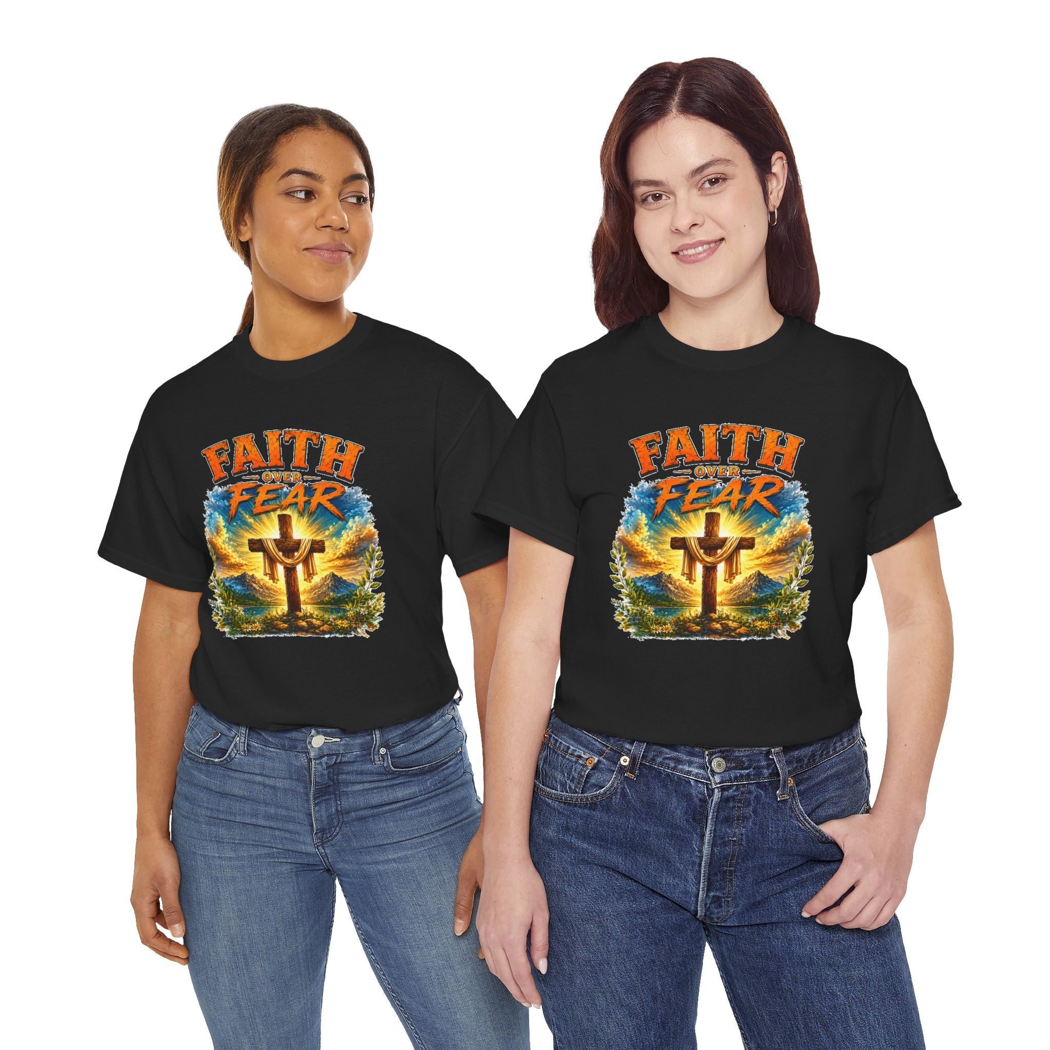 Faith Over Fear Christian T-Shirt | Cross Graphic Tee | Religious Unisex Shirt | Christian Gift