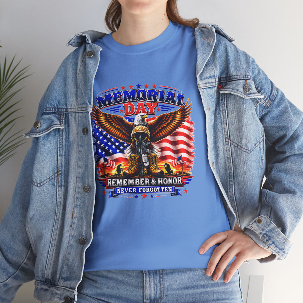 Memorial Day Shirt, Patriotic Eagle T-Shirt, Remember & Honor Tee, American Flag Graphic Shirt, Military Tribute Gift