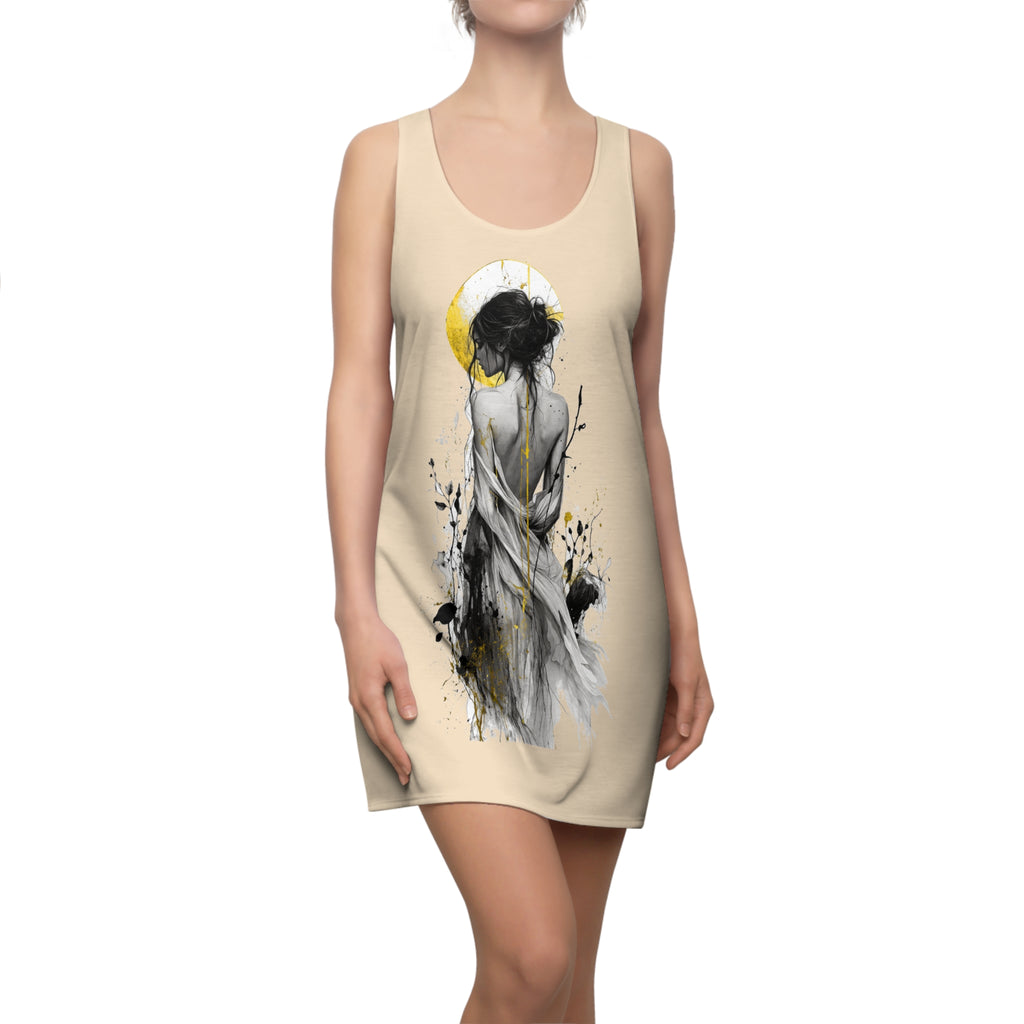 Boho Aesthetic Dress | Minimalist Female Art T-Shirt Dress