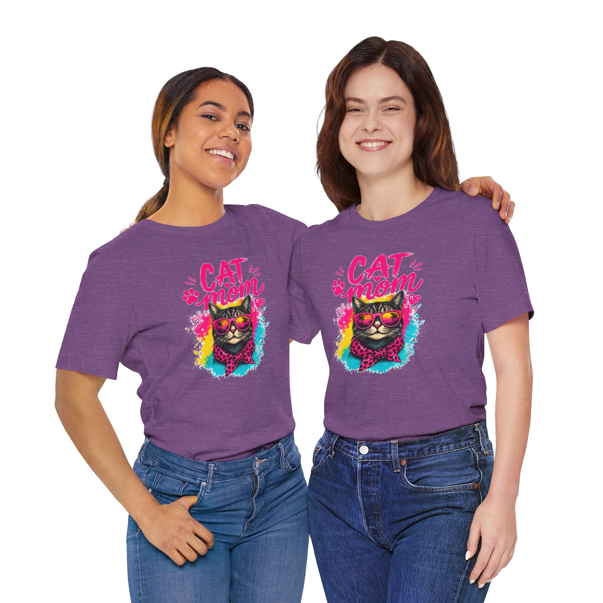 Cat Mom T-Shirt | Funny Cat Mom Gift | Colorful Retro Cat Lover Tee | Cute Cat Graphic Shirt | Unisex Cat Mom Tee