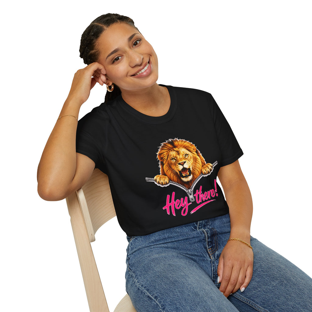 Lion Graphic Tee, Hey There Lion Shirt, Cute Roaring Lion T-Shirt, Funny Animal Graphic Tee, Unisex Casual Shirt