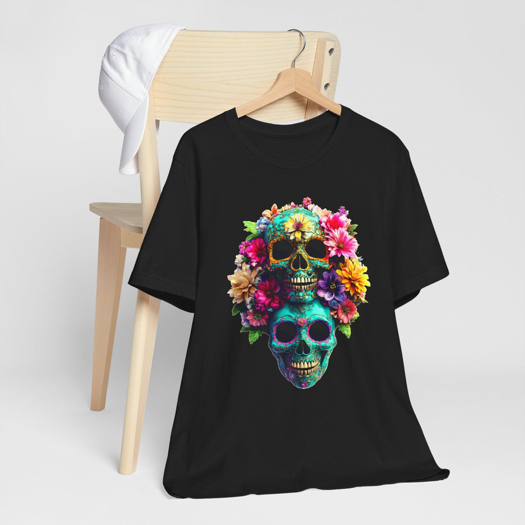 Floral Skull T-Shirt, Day of the Dead Shirt, Sugar Skull Graphic Tee, Colorful Skull Tee, Gothic Floral Shirt