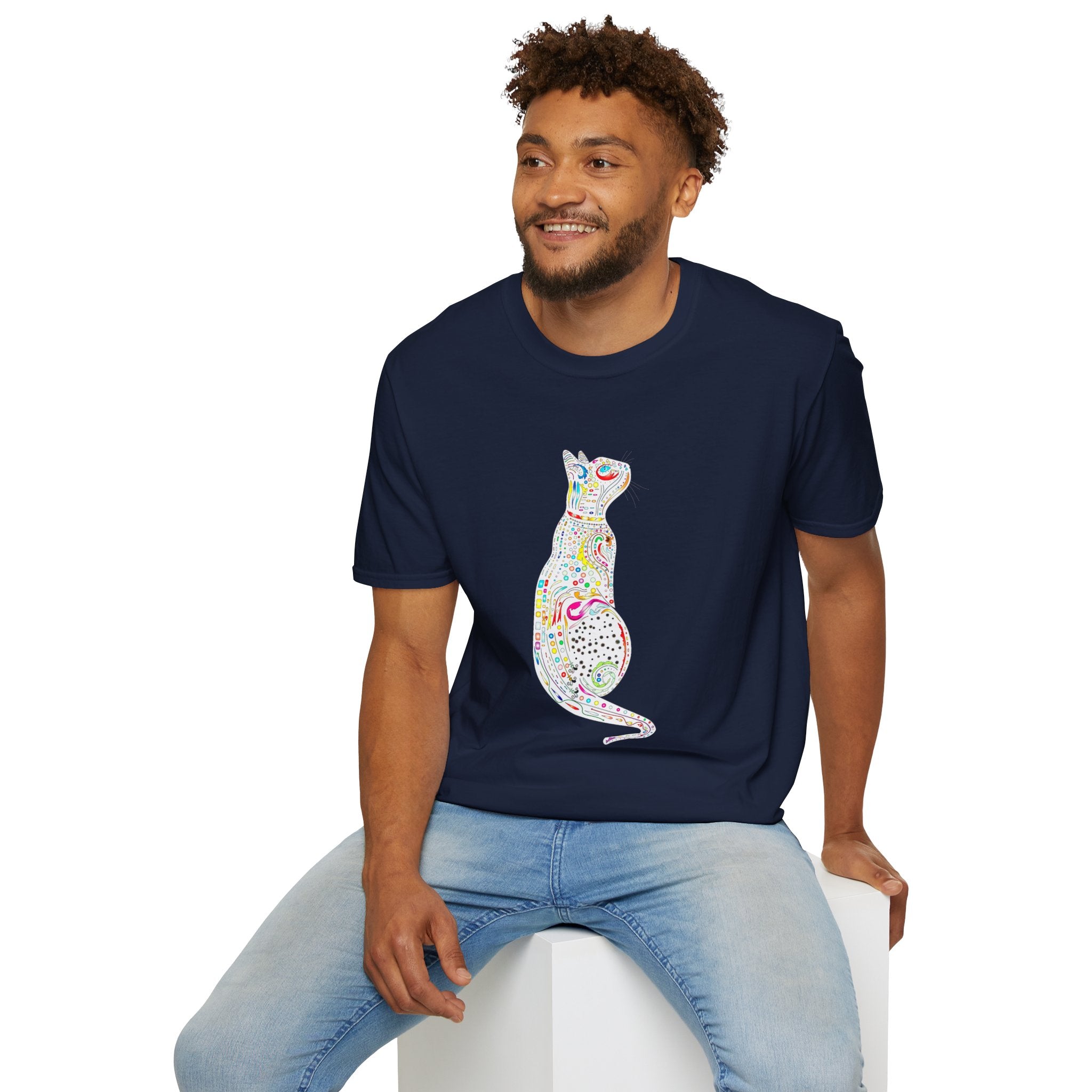 Cat Lover Shirt, Colorful Cat Graphic T-Shirt, Cute Cat Silhouette Tee