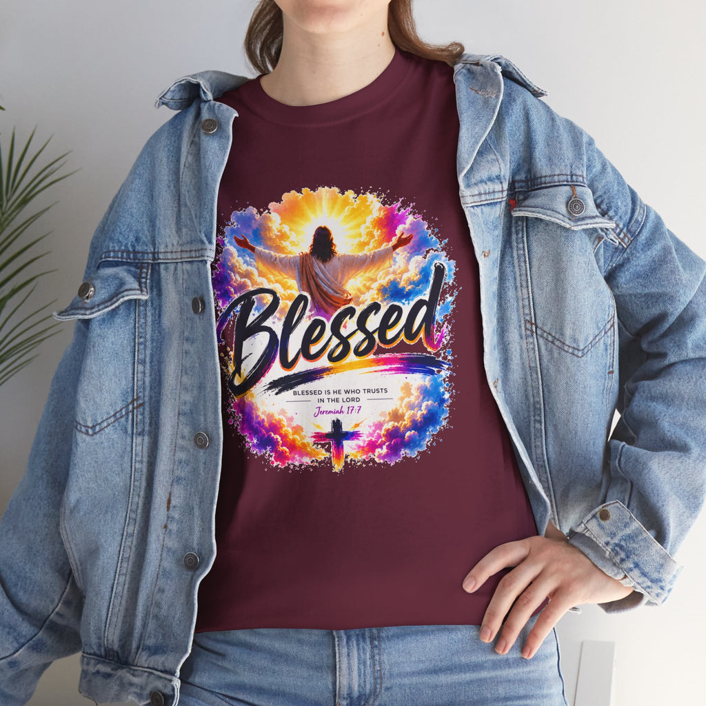 Blessed Christian T-Shirt, Faith Cross Shirt, Religious Graphic Tee, Jesus Lover Gift, Inspirational Unisex Christian Shirt