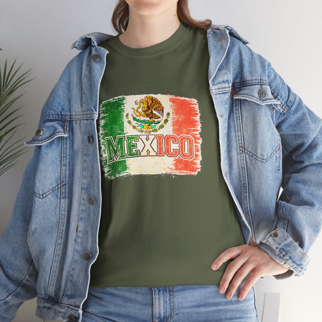 Mexico Flag Vintage T-Shirt — Distressed Mexican Emblem Tee