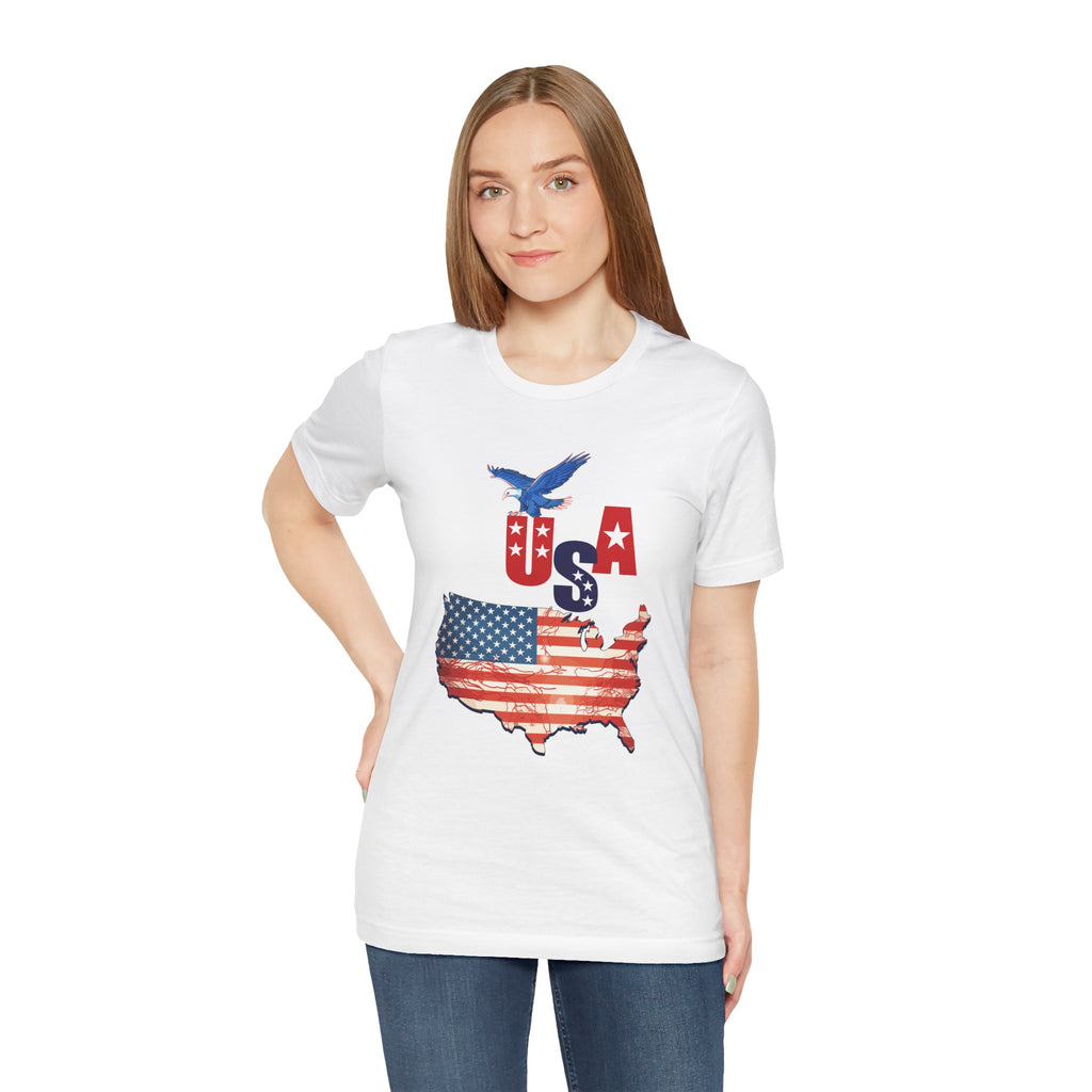 USA Flag Map T-Shirt, Patriotic Eagle Shirt, 4th of July Shirt, American Flag Tee, Independence Day Gift