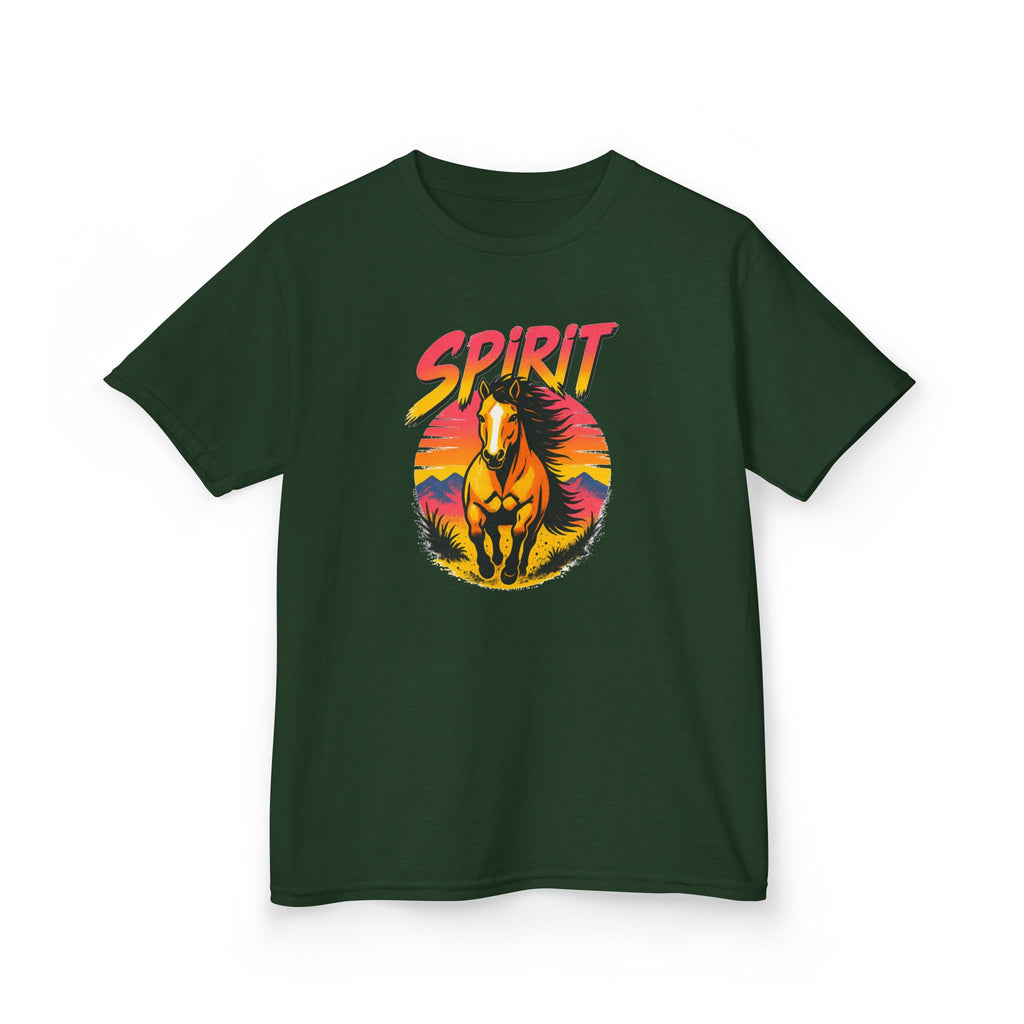 Spirit Horse Kids T‑Shirt — Retro Sunset Wild Horse Graphic Tee