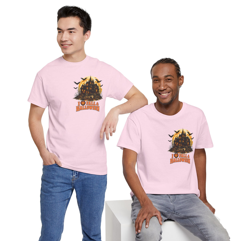 Halloween Fall Graphic Tee — "I  Fall & Halloween" Vintage Pumpkin & Spooky Characters Shirt