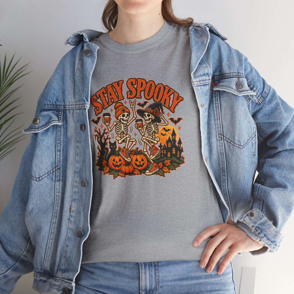 Stay Spooky Halloween Shirt | Dancing Skeleton Pumpkin Graphic Tee