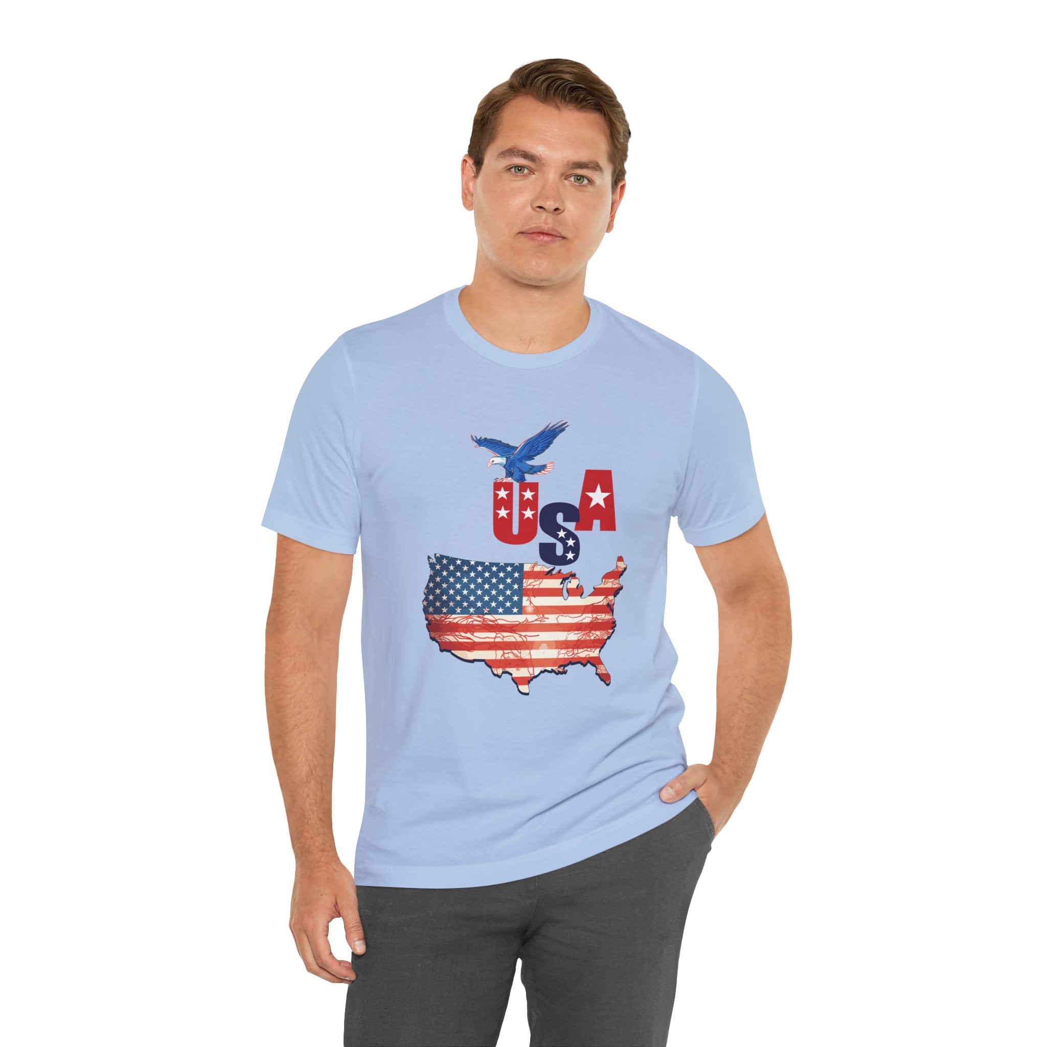 USA Flag Map T-Shirt, Patriotic Eagle Shirt, 4th of July Shirt, American Flag Tee, Independence Day Gift