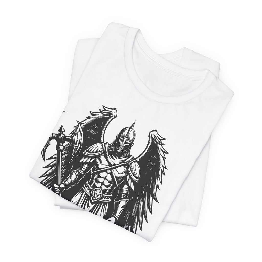 Angel of War Graphic Tee — Winged Knight Armor T-Shirt