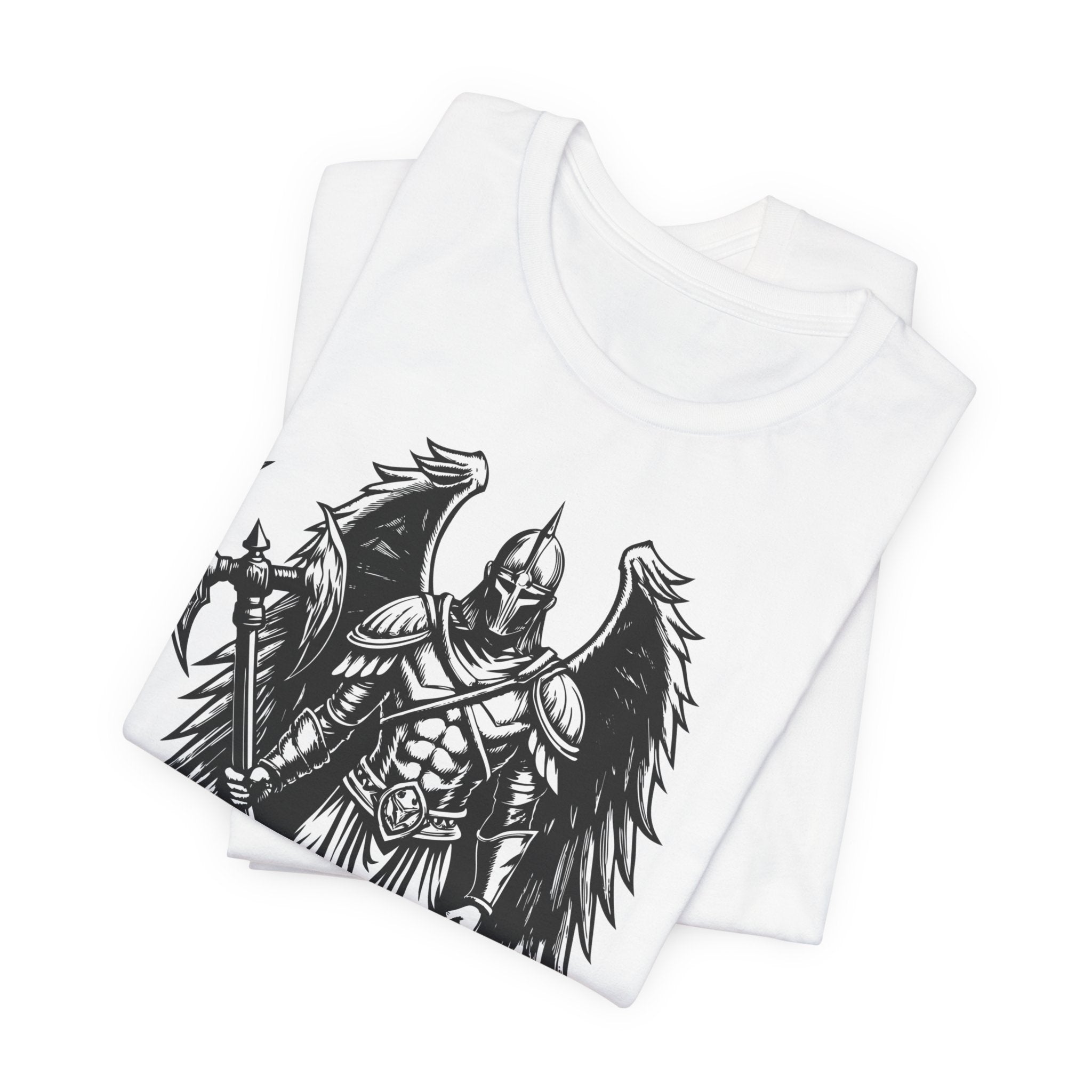 Angel of War Graphic Tee — Winged Knight Armor T-Shirt