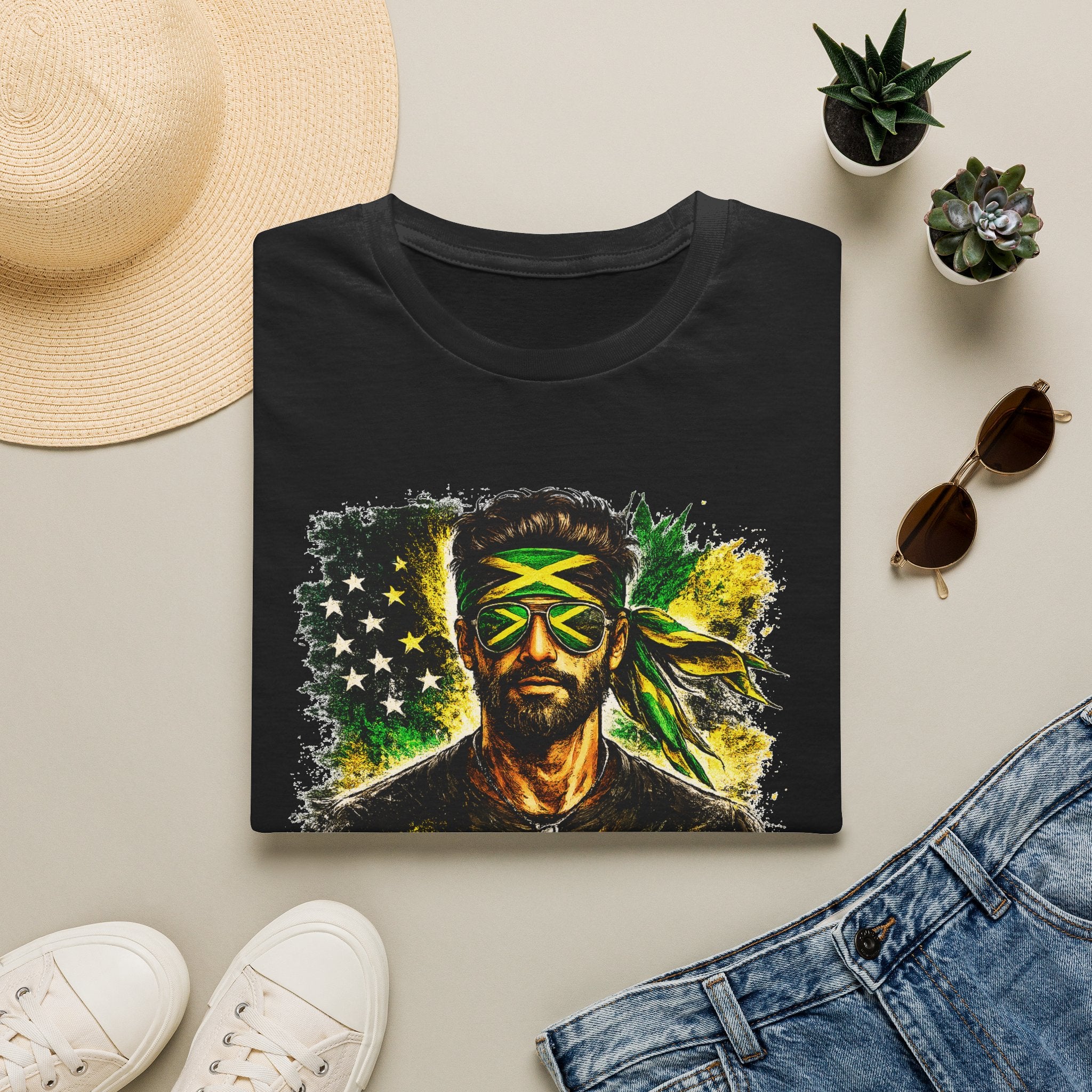 Jamaican Flag Portrait T-Shirt — Reggae Vibe Graphic Tee