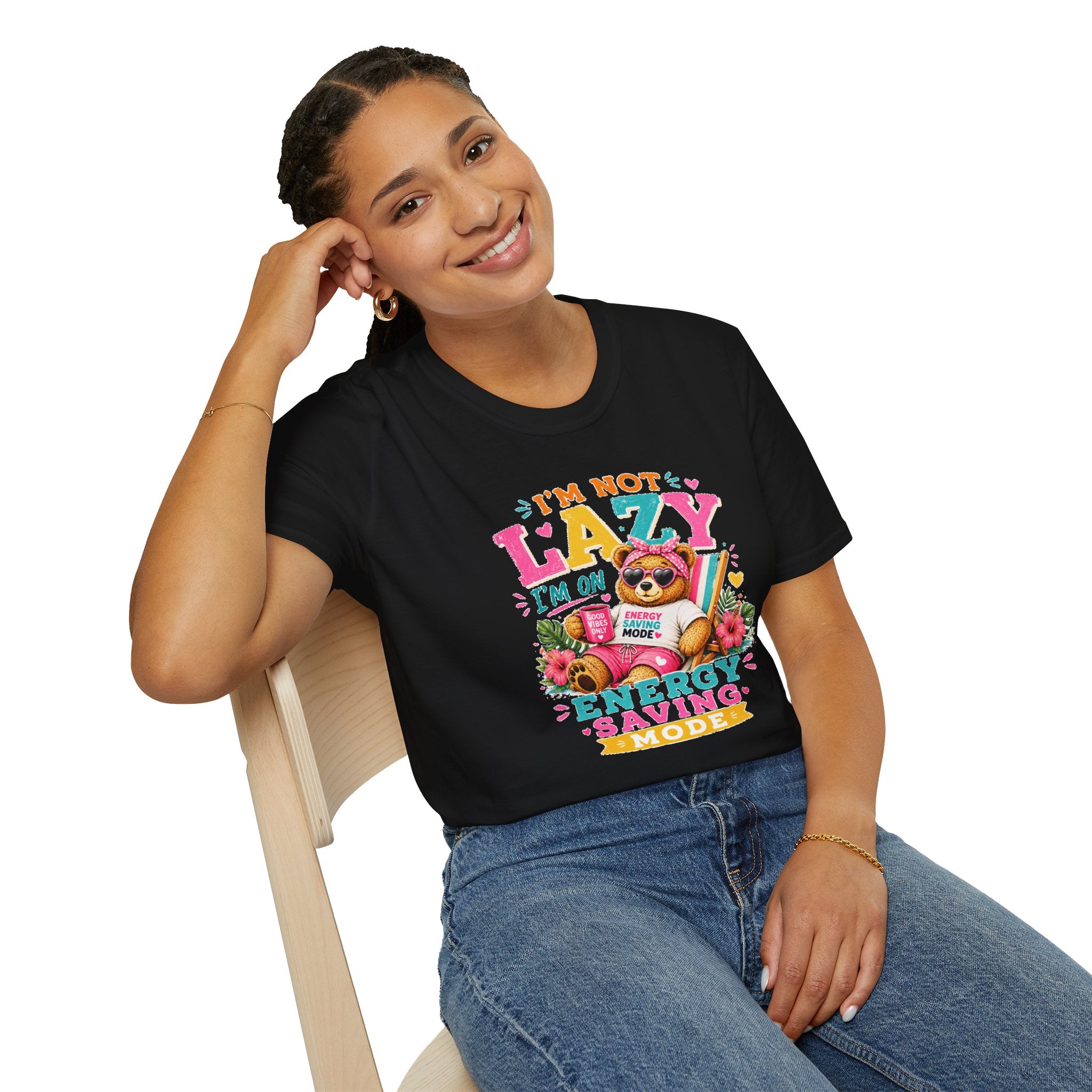 Funny Sloth Shirt, I'm Not Lazy I'm On Energy Saving Mode Tee, Cute Animal Graphic T-Shirt