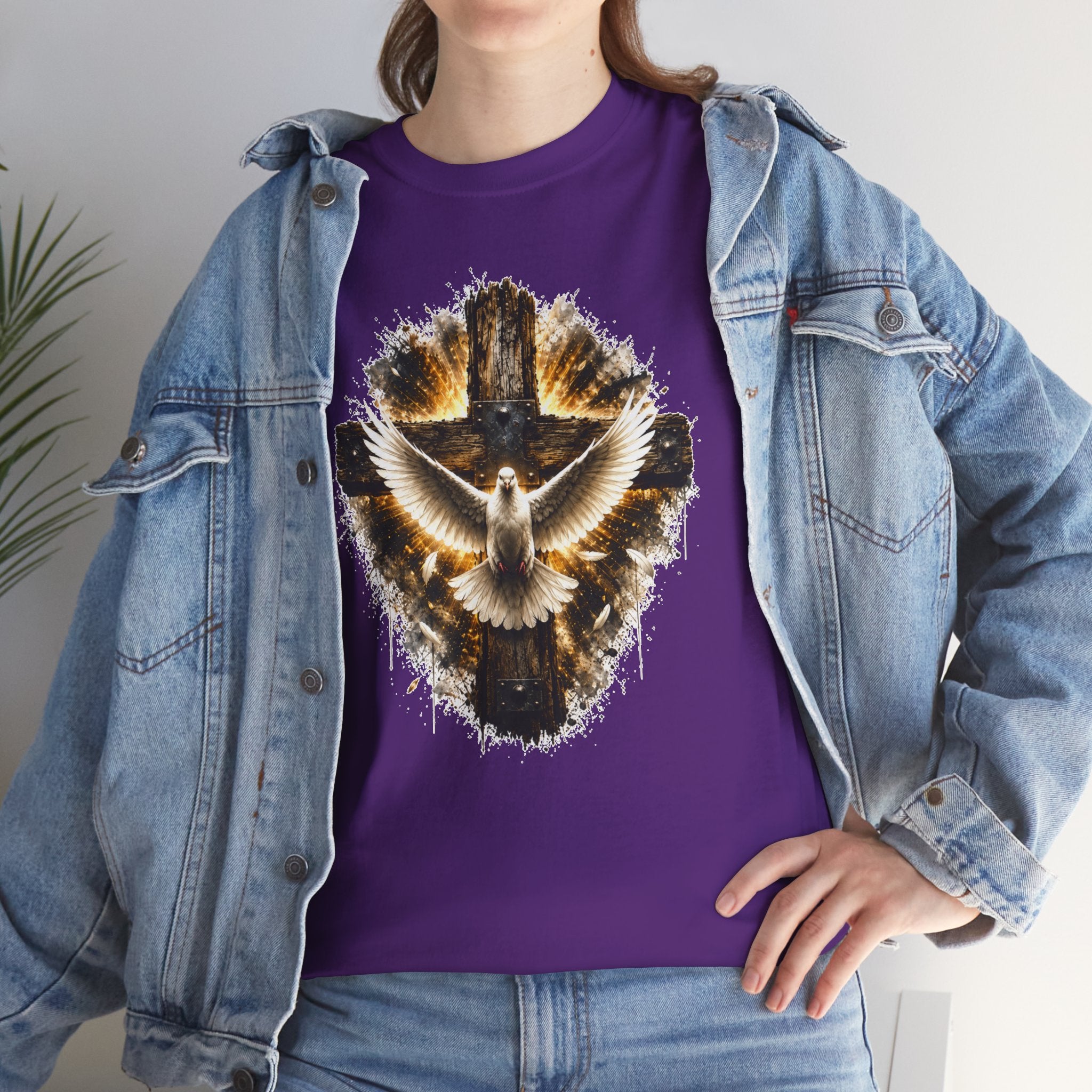 Christian Dove Cross T-Shirt | Holy Spirit Shirt | Faith Graphic Tee | Religious Gift | Bible Believer Shirt | Unisex Christian Tee