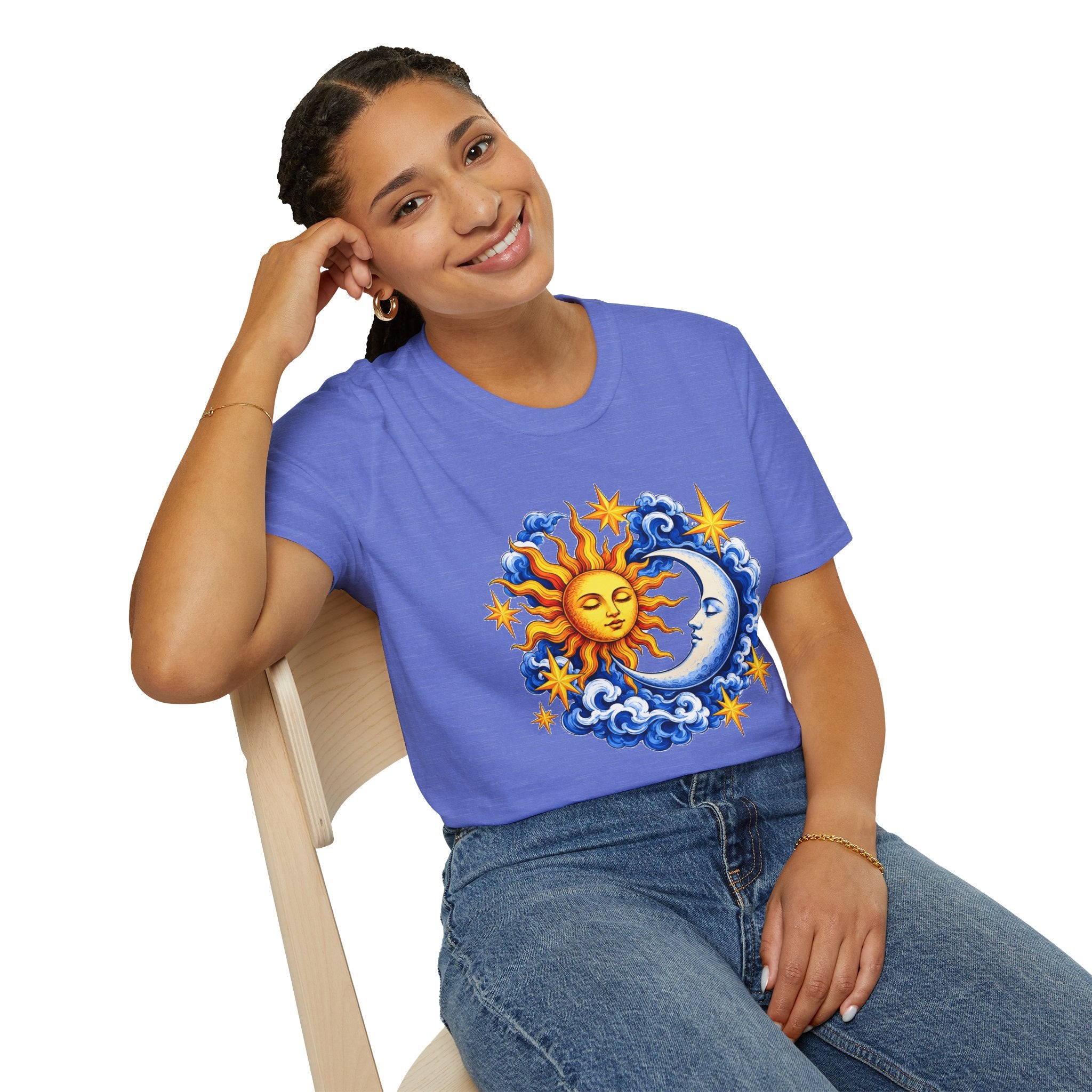 Sun and Moon Graphic T-Shirt — Celestial Boho Solar Lunar Tee