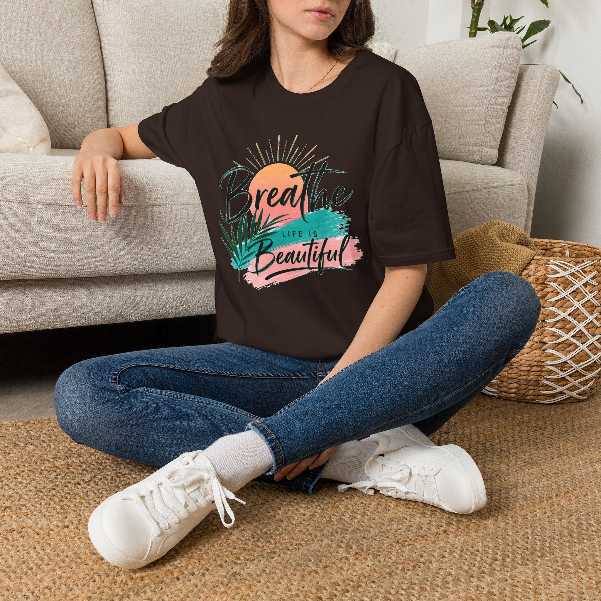 Breathe Life Is Beautiful Shirt, Inspirational T-Shirt for Women, Positive Quote Tee, Motivational Graphic Tee, Summer Vacation Shirt, Gift for Her