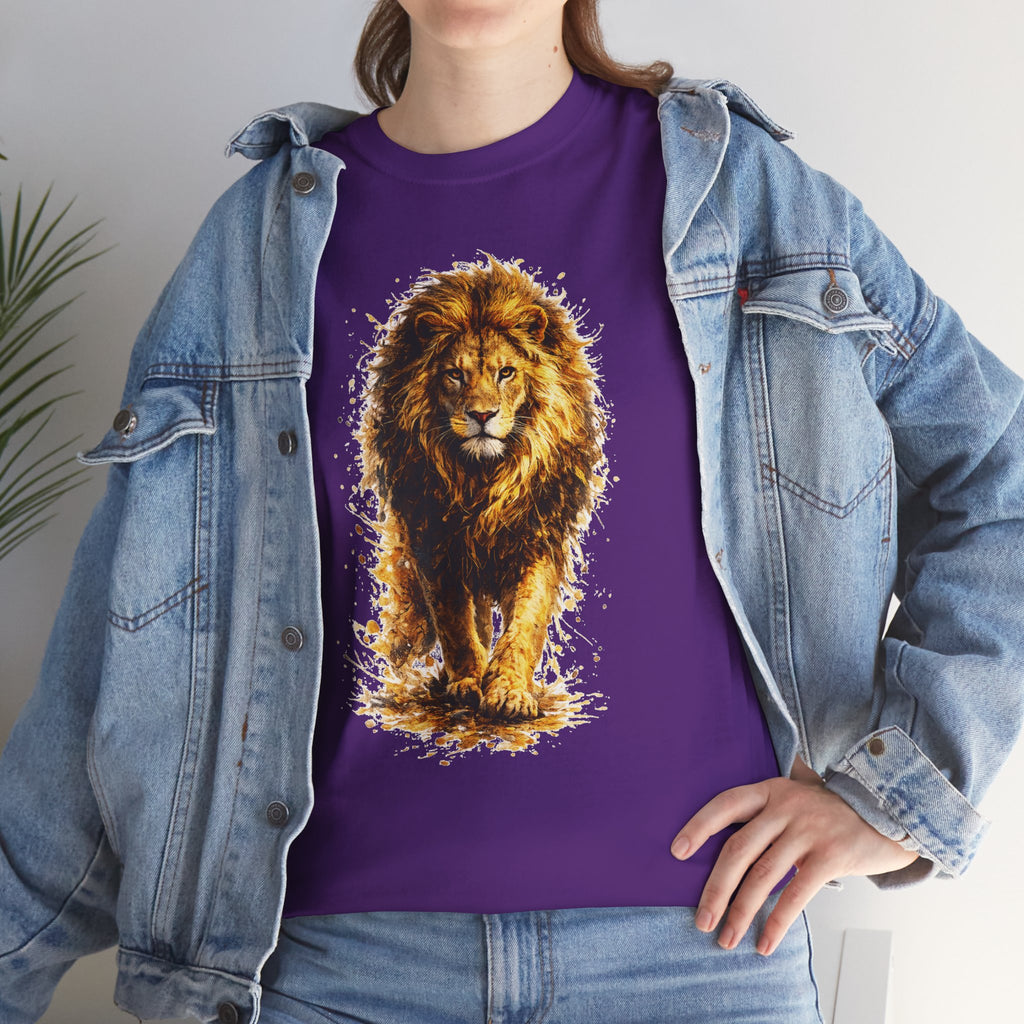 Lion Graphic T-Shirt, Majestic Walking Lion Tee, Watercolor Wildlife Shirt, Unisex Animal Graphic Tee, Lion Lover Gift, Nature Art Shirt