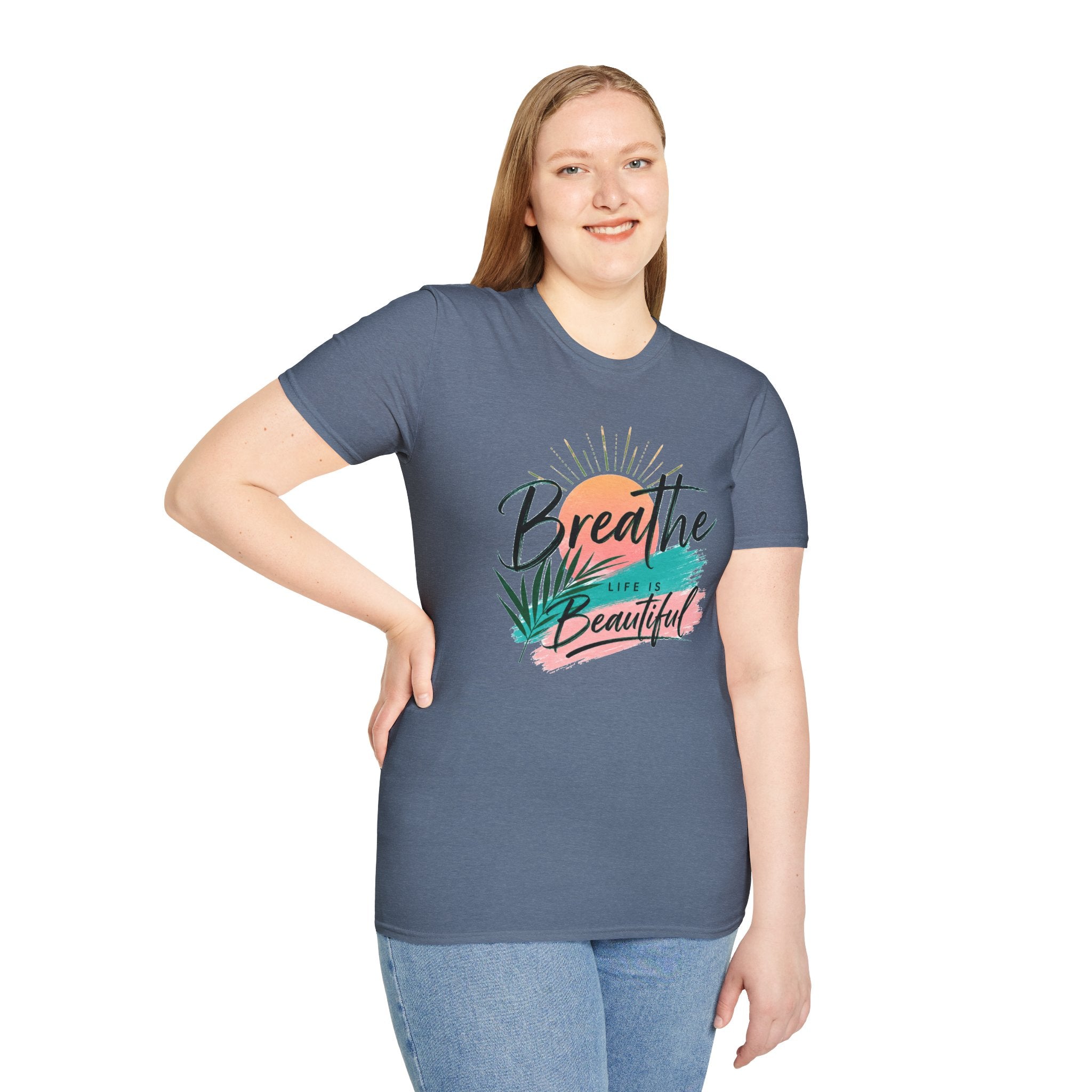 Breathe Life Is Beautiful Shirt, Inspirational T-Shirt for Women, Positive Quote Tee, Motivational Graphic Tee, Summer Vacation Shirt, Gift for Her