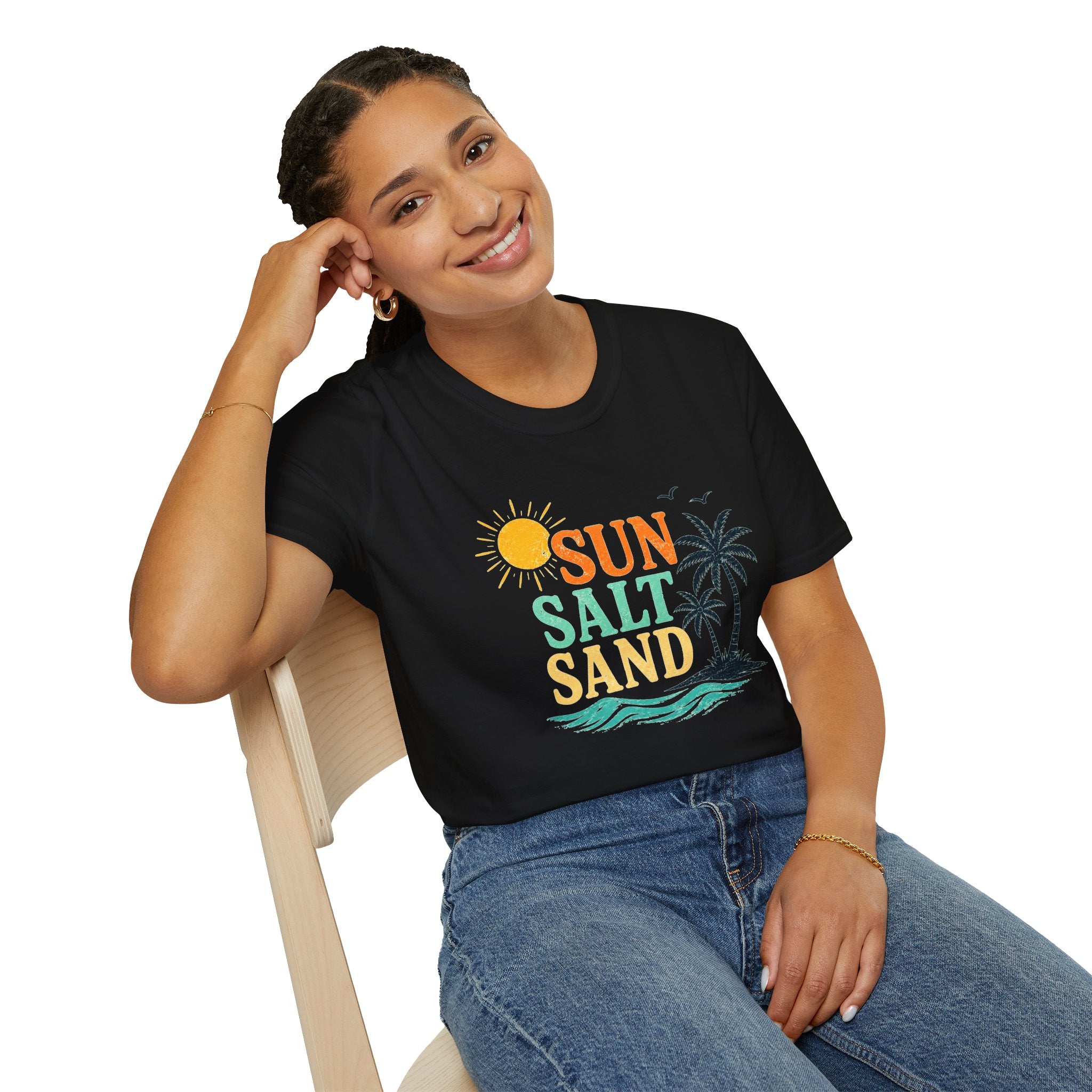 Sun Salt Sand Beach T-Shirt — Palm Tree Summer Vacation Tee