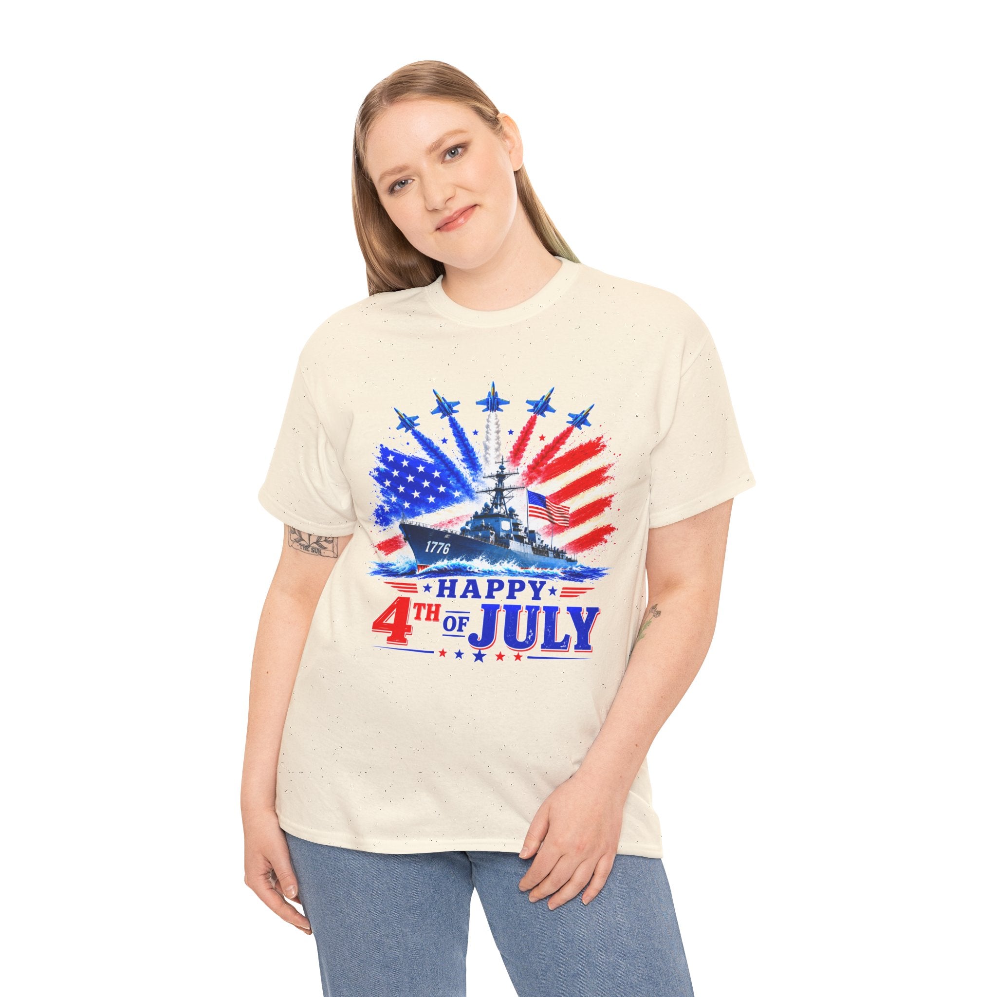 Happy 4th of July Shirt, Patriotic USA Flag Tee, American Eagle & Navy Ship Shirt, Independence Day T-Shirt, Military Pride Gift