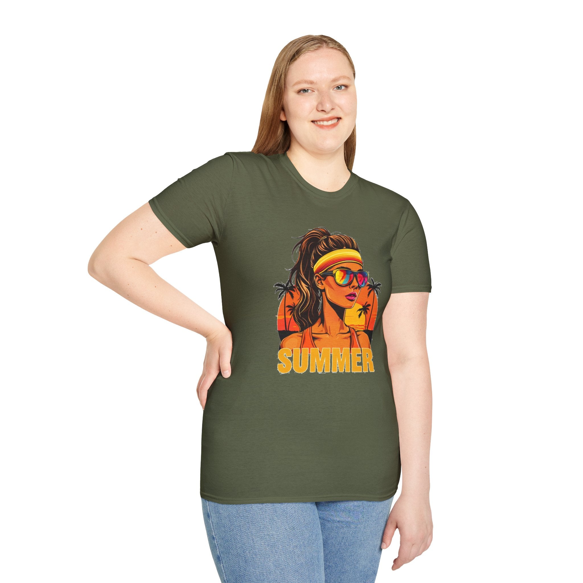 Summer Retro Graphic T-Shirt — 'SUMMER' Beach Babe Palm Tree Tee