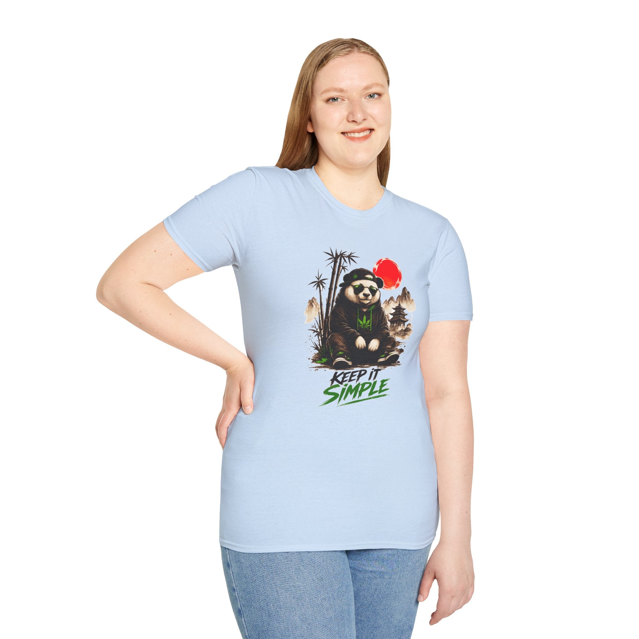 Panda Zen T-Shirt — Scenic Bamboo Bear with Red Sun
