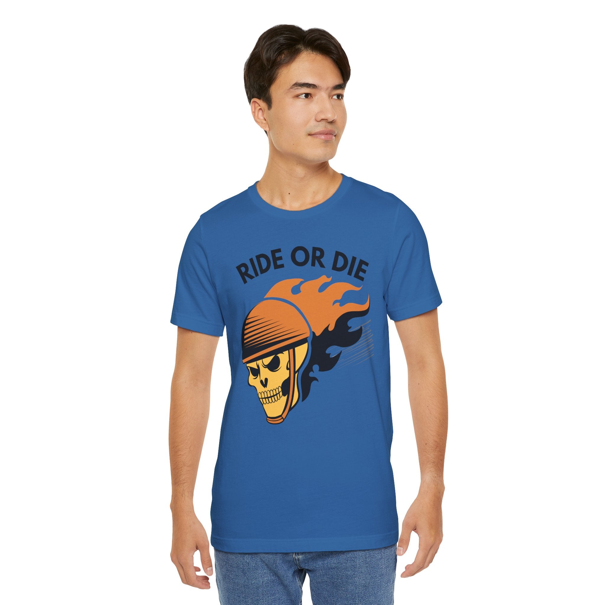 Ride or Die Skull Helmet T-Shirt | Biker Graphic Tee for Men | Vintage Motorcycle Shirt