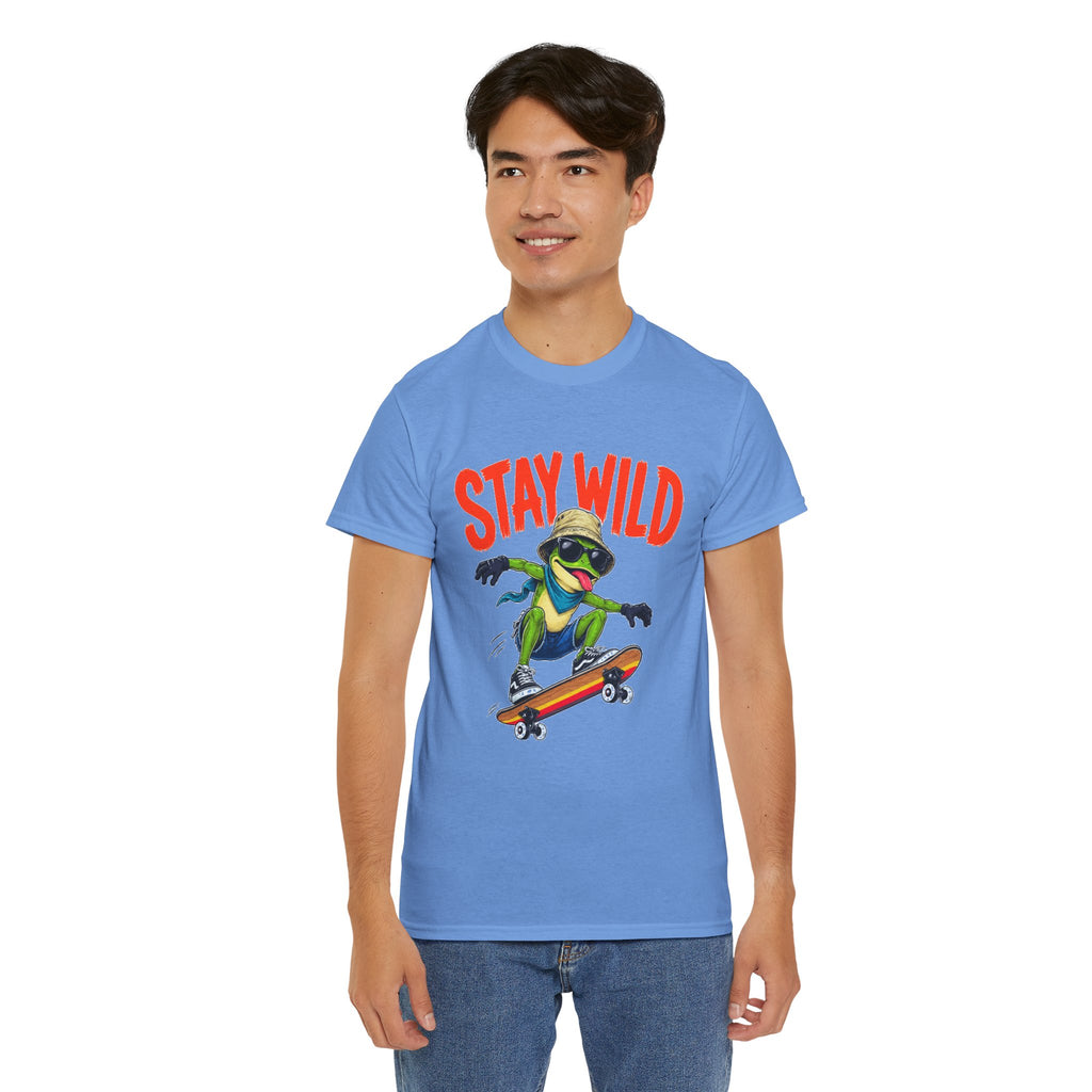 Stay Wild Frog Skateboard Shirt, Funny Frog T-Shirt, Skater Graphic Tee, Retro Frog Shirt, Cool Unisex Streetwear Tee