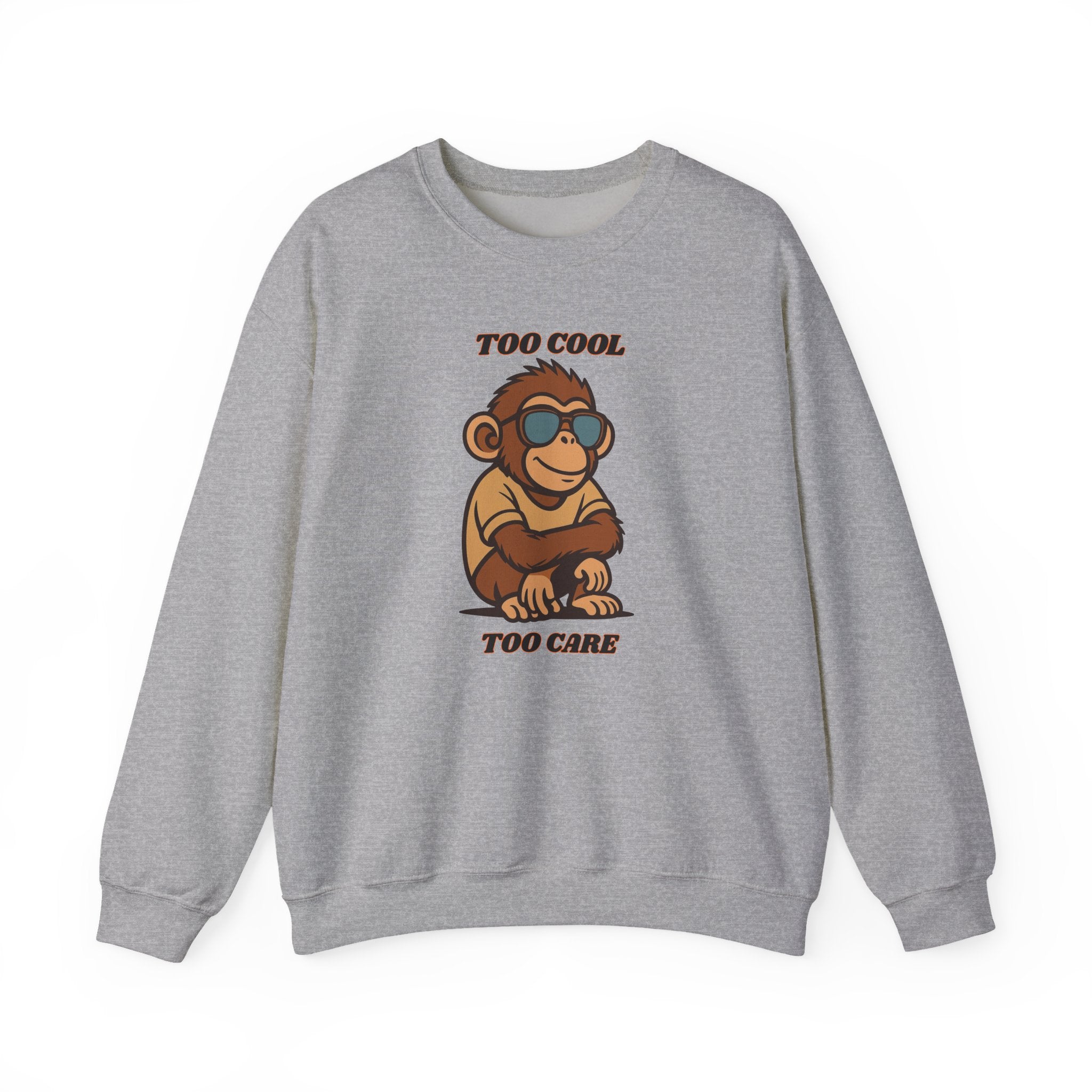Too Cool Too Care Monkey Sweatshirt — Cute Sunglasses Ape Crewneck